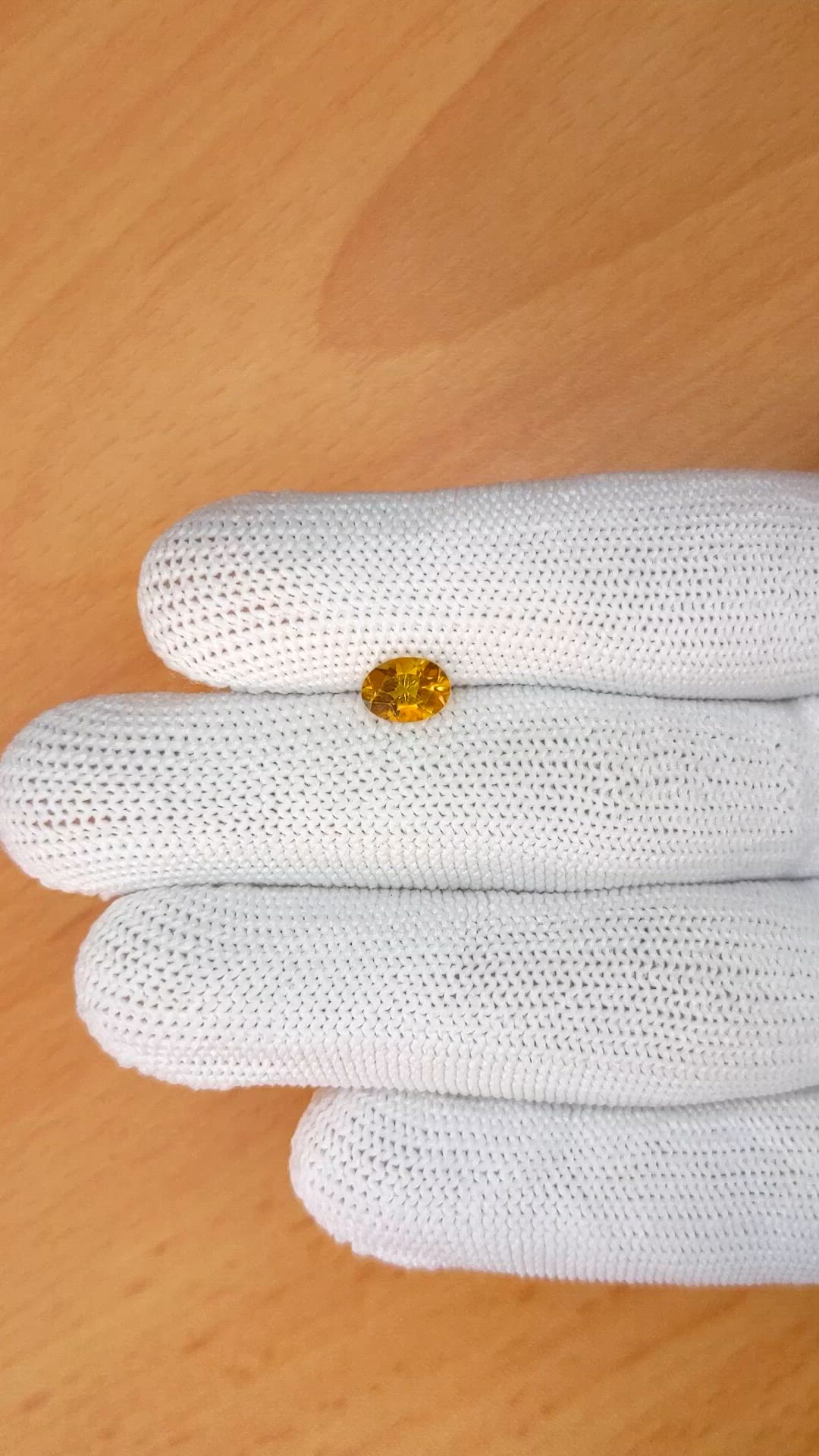 0.70 Ct. Orangish Yellow Madeira Citrine from Brazil Size Video