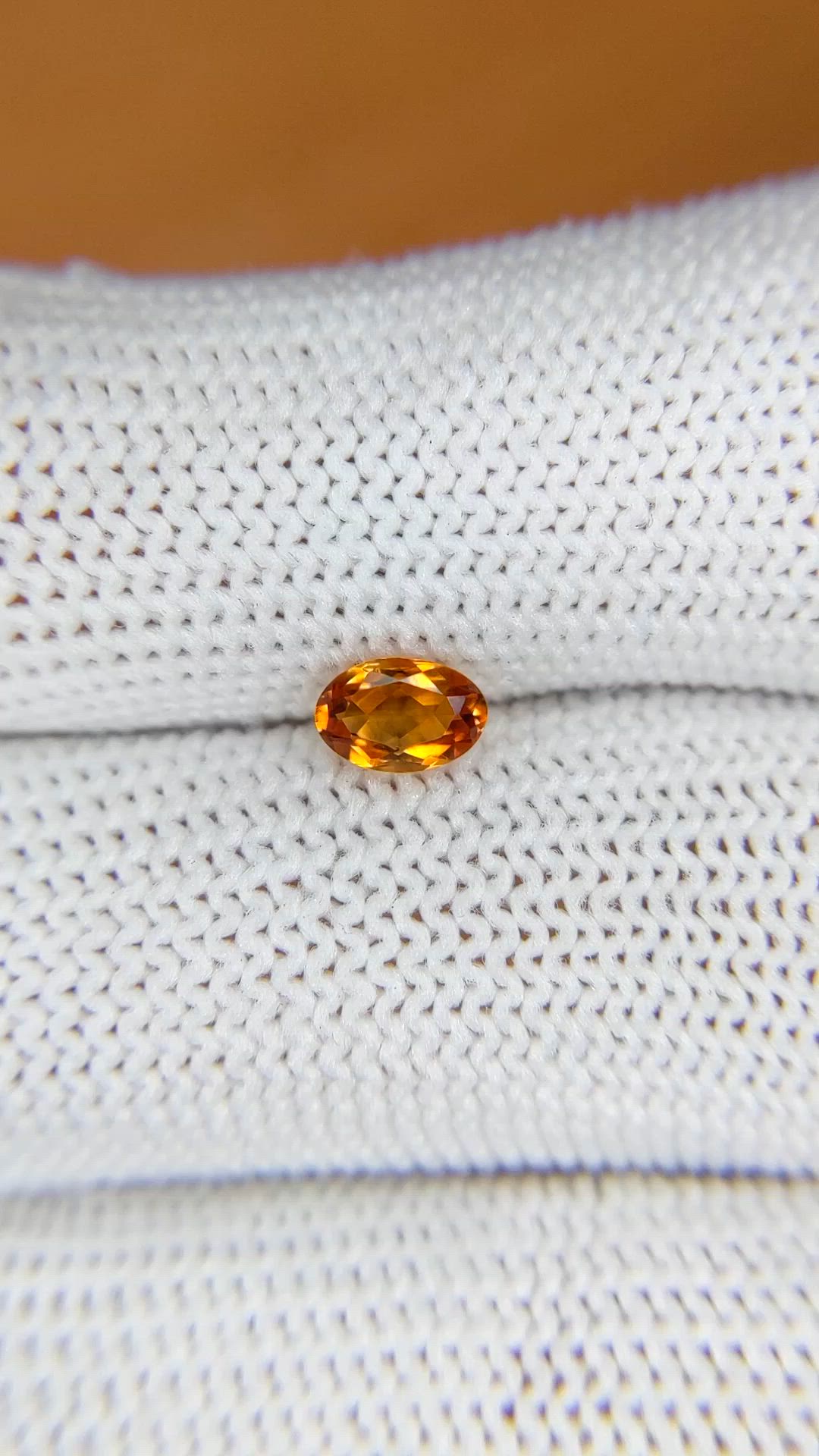 0.40 Ct. Yellowish Orange Madeira Citrine from Brazil Size Video