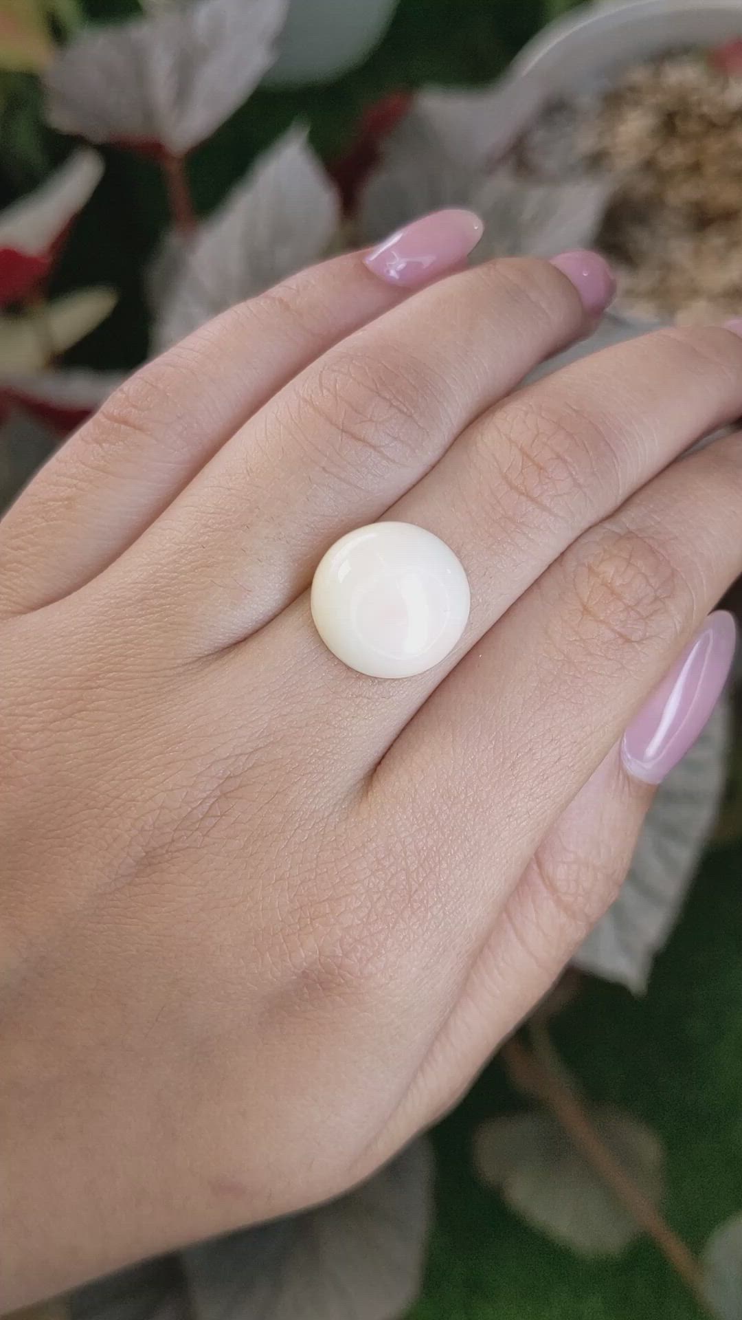 10.78 Ct. Salmon and White Cabochon Coral from Italy Size Video
