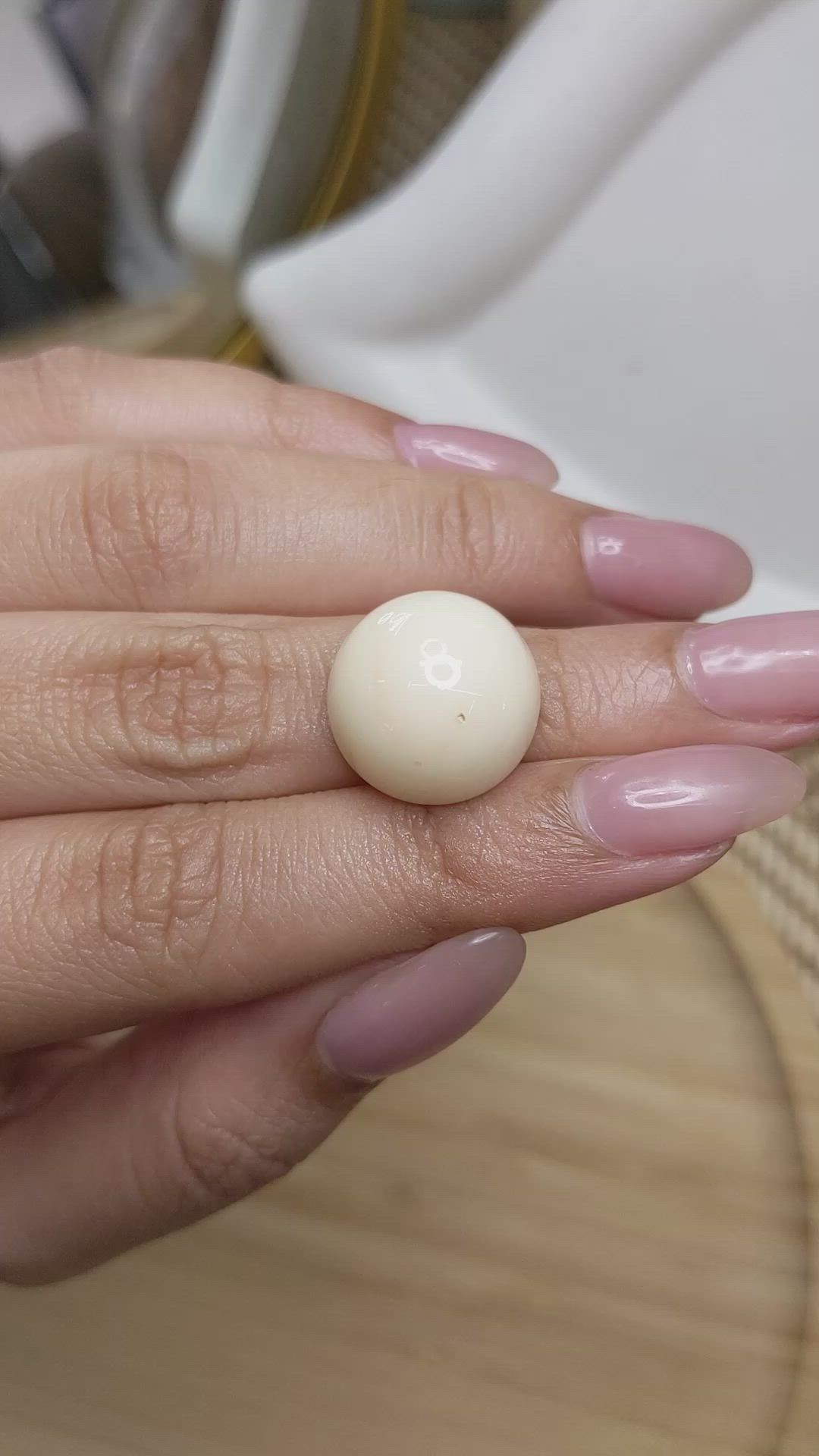 20.84 Ct. Salmon and White Cabochon Coral from Italy Size Video