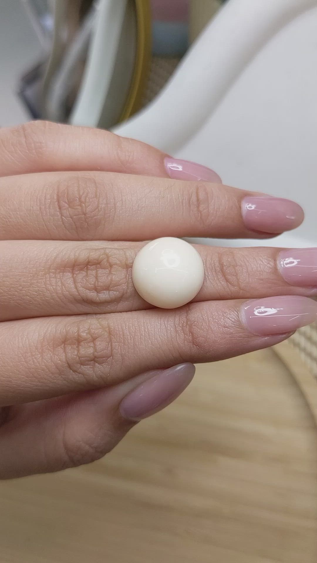 10.98 Ct. Salmon and White Cabochon Coral from Italy Size Video