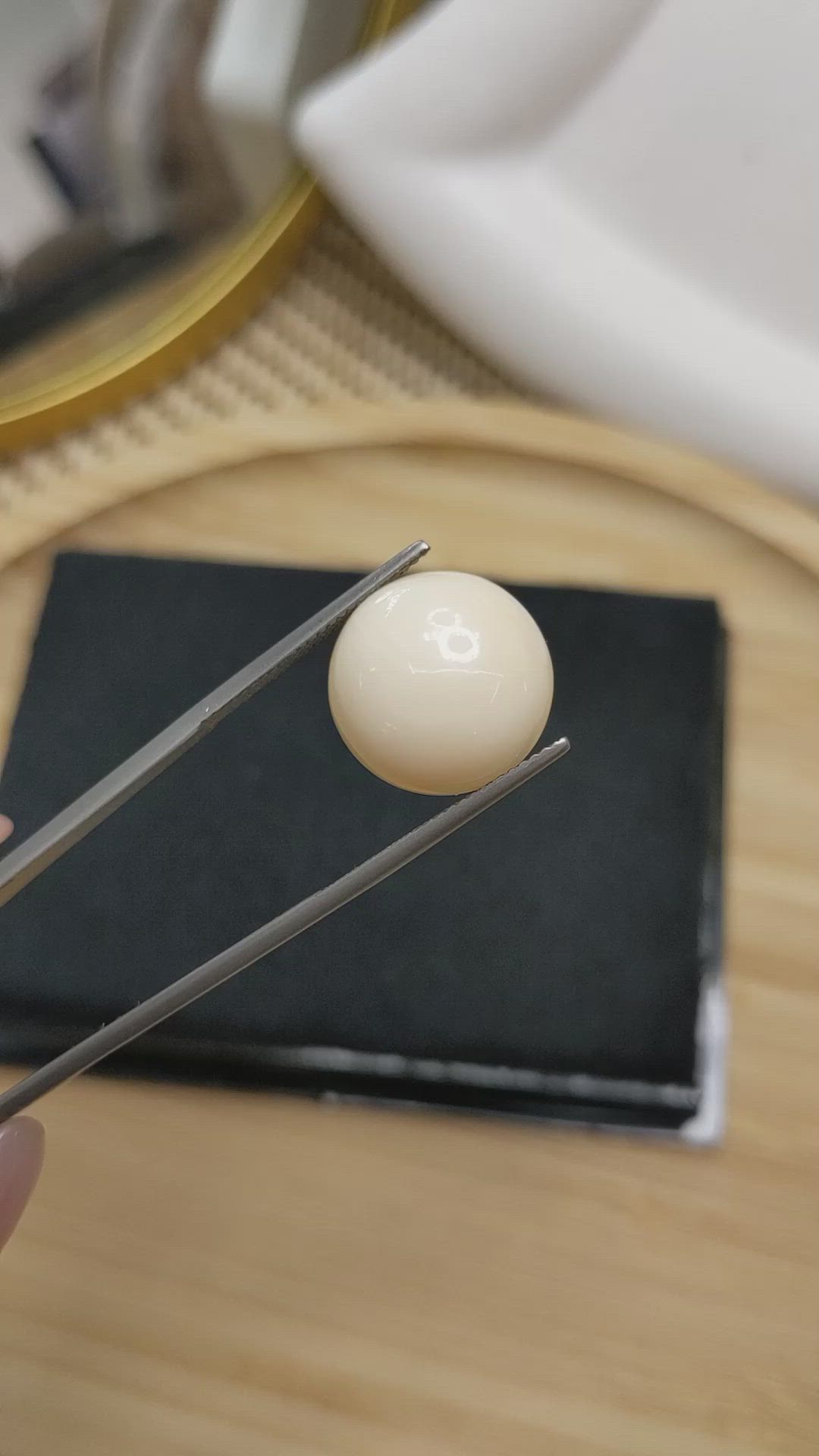 10.98 Ct. Salmon and White Cabochon Coral from Italy Size Video