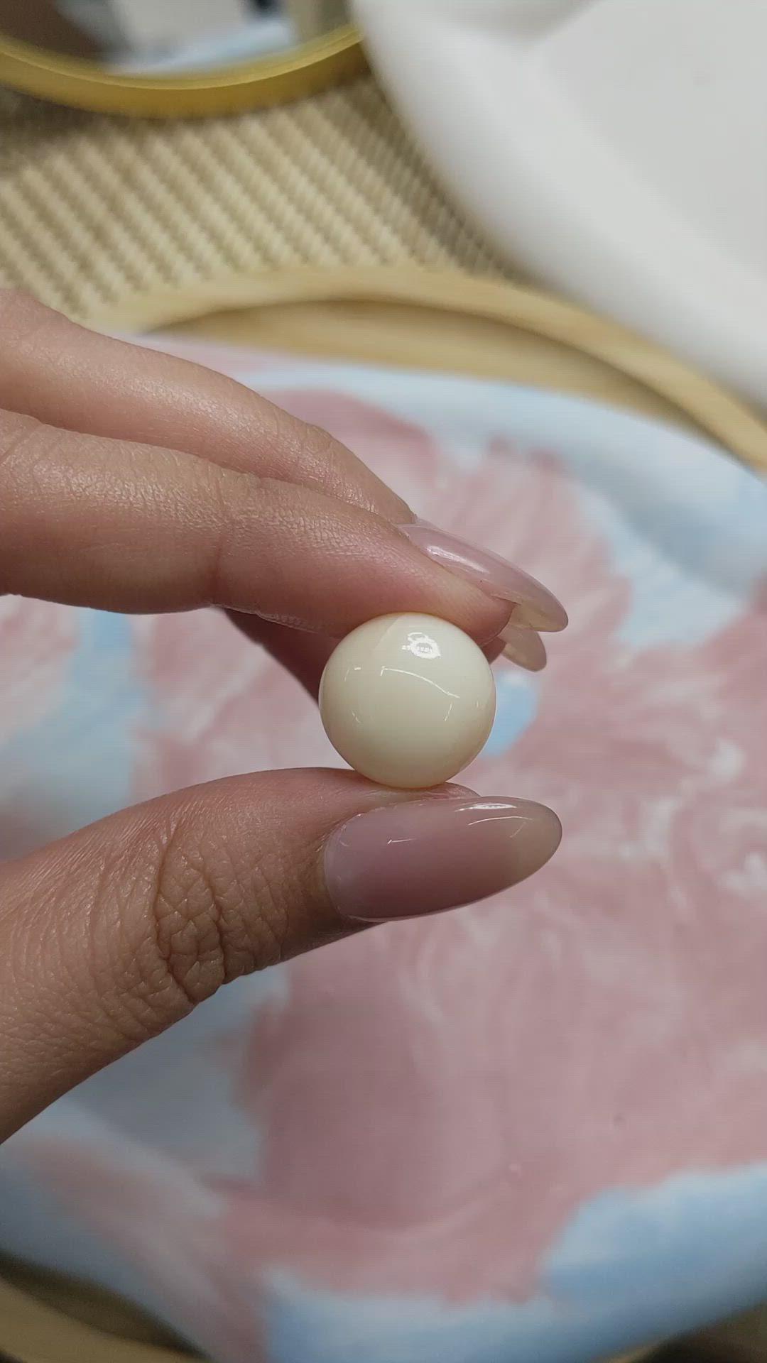 11.43 Ct. Salmon and White Cabochon Coral from Italy Size Video