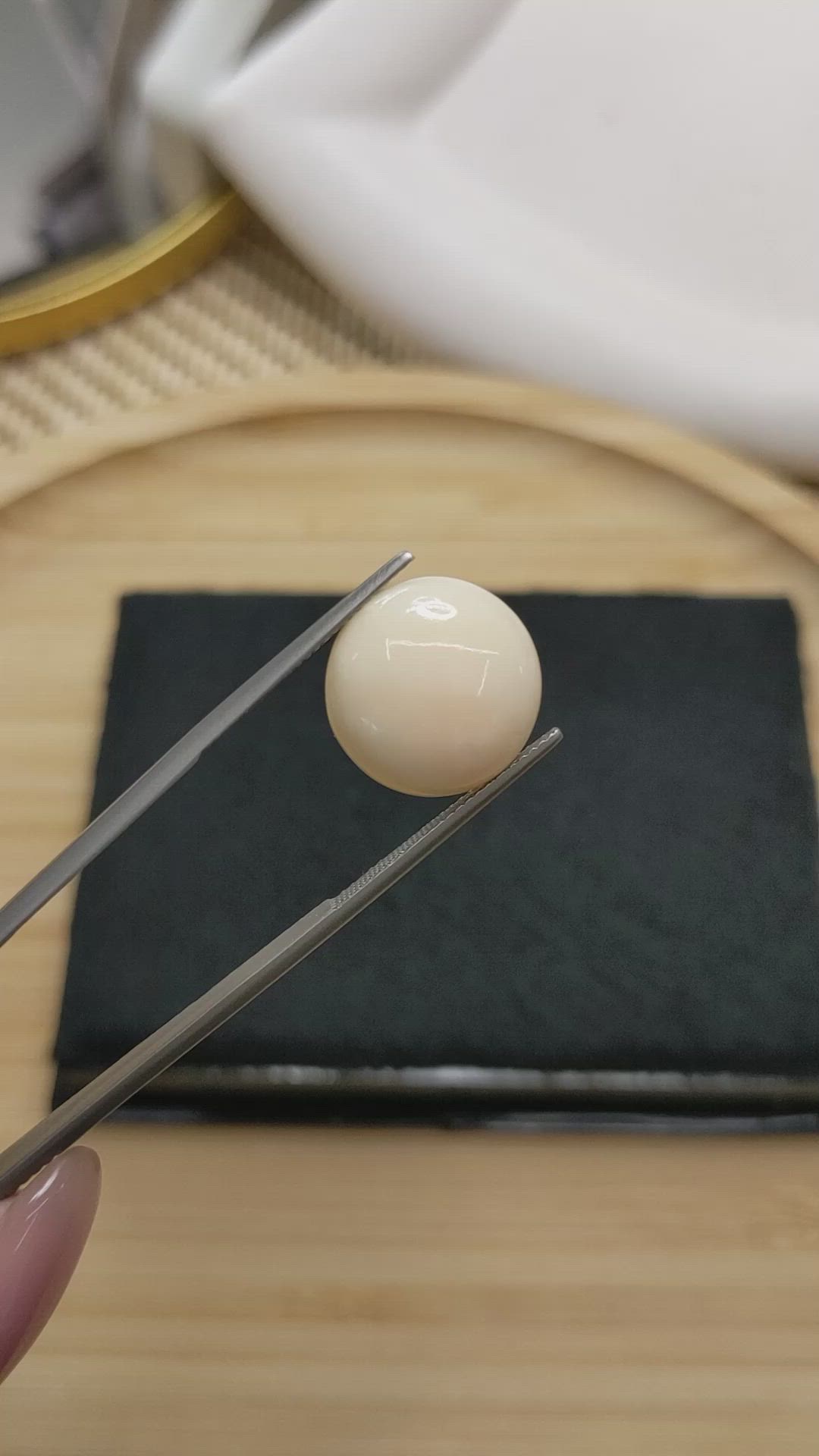 9.88 Ct. Salmon and White Cabochon Coral from Italy Size Video