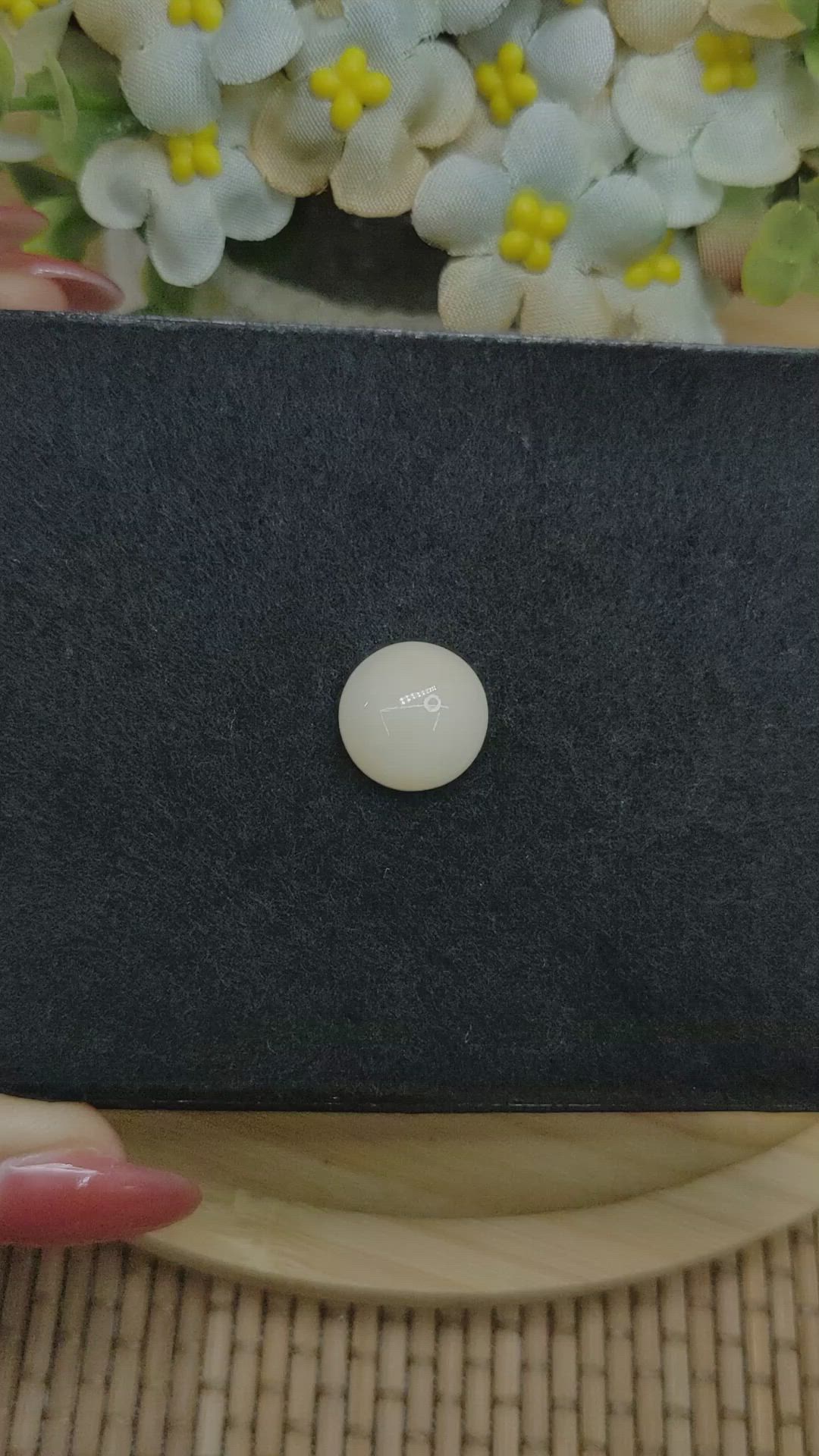 8.41 Ct. Salmon and White Cabochon Coral from Italy Size Video