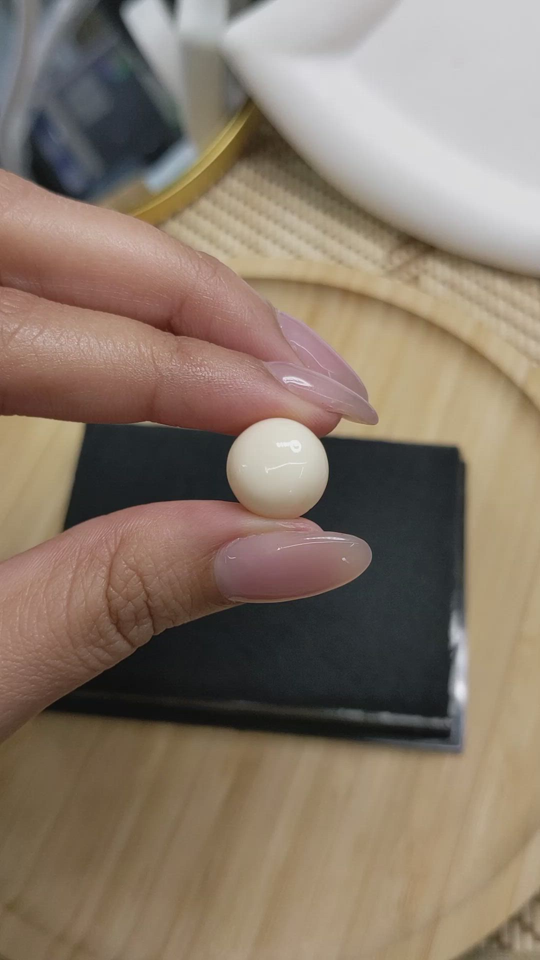 8.78 Ct. Salmon and White Cabochon Coral from Italy Size Video