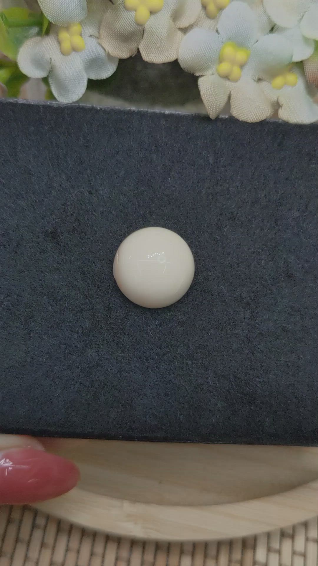 17.38 Ct. Salmon and White Cabochon Coral from Italy Size Video