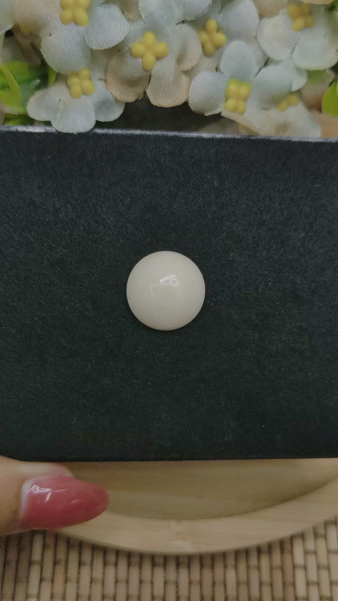 12.08 Ct. Salmon and White Cabochon Coral from Italy Size Video