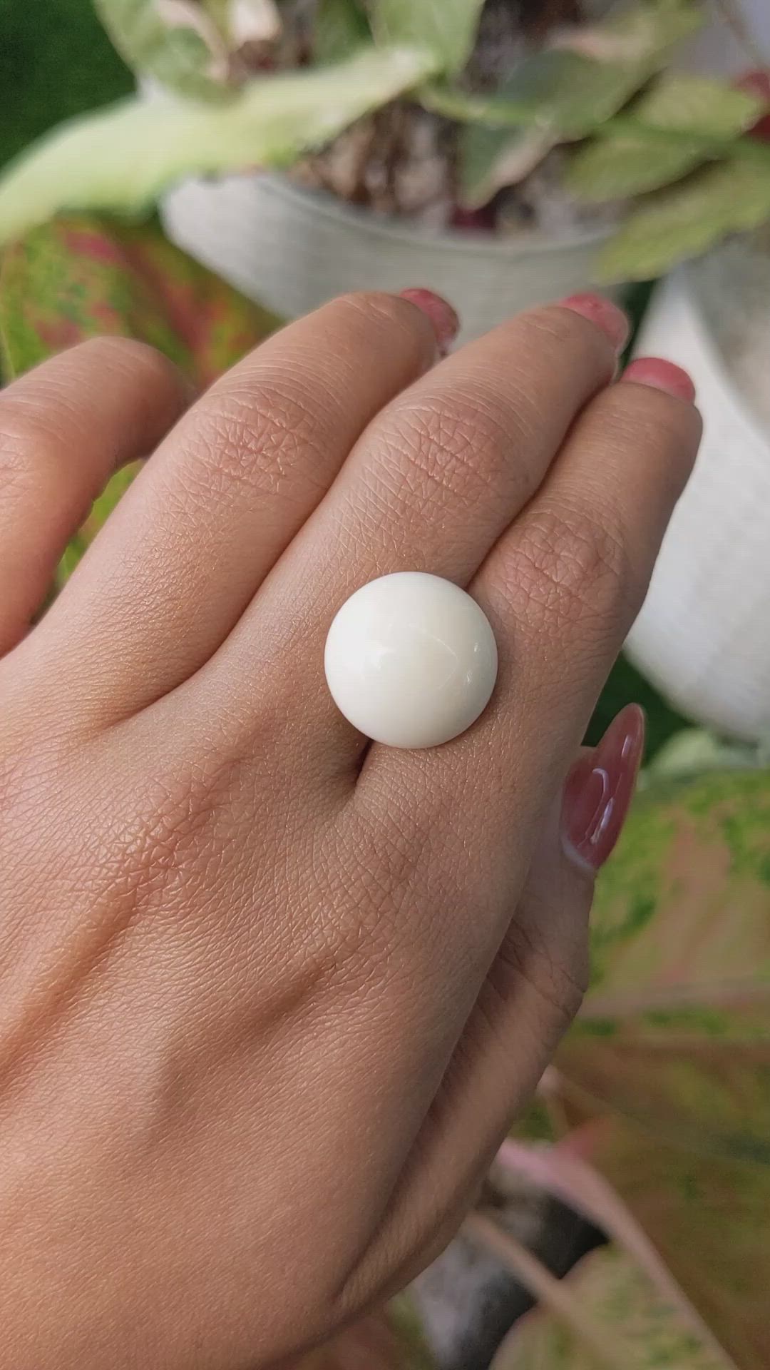 12.08 Ct. Salmon and White Cabochon Coral from Italy Size Video