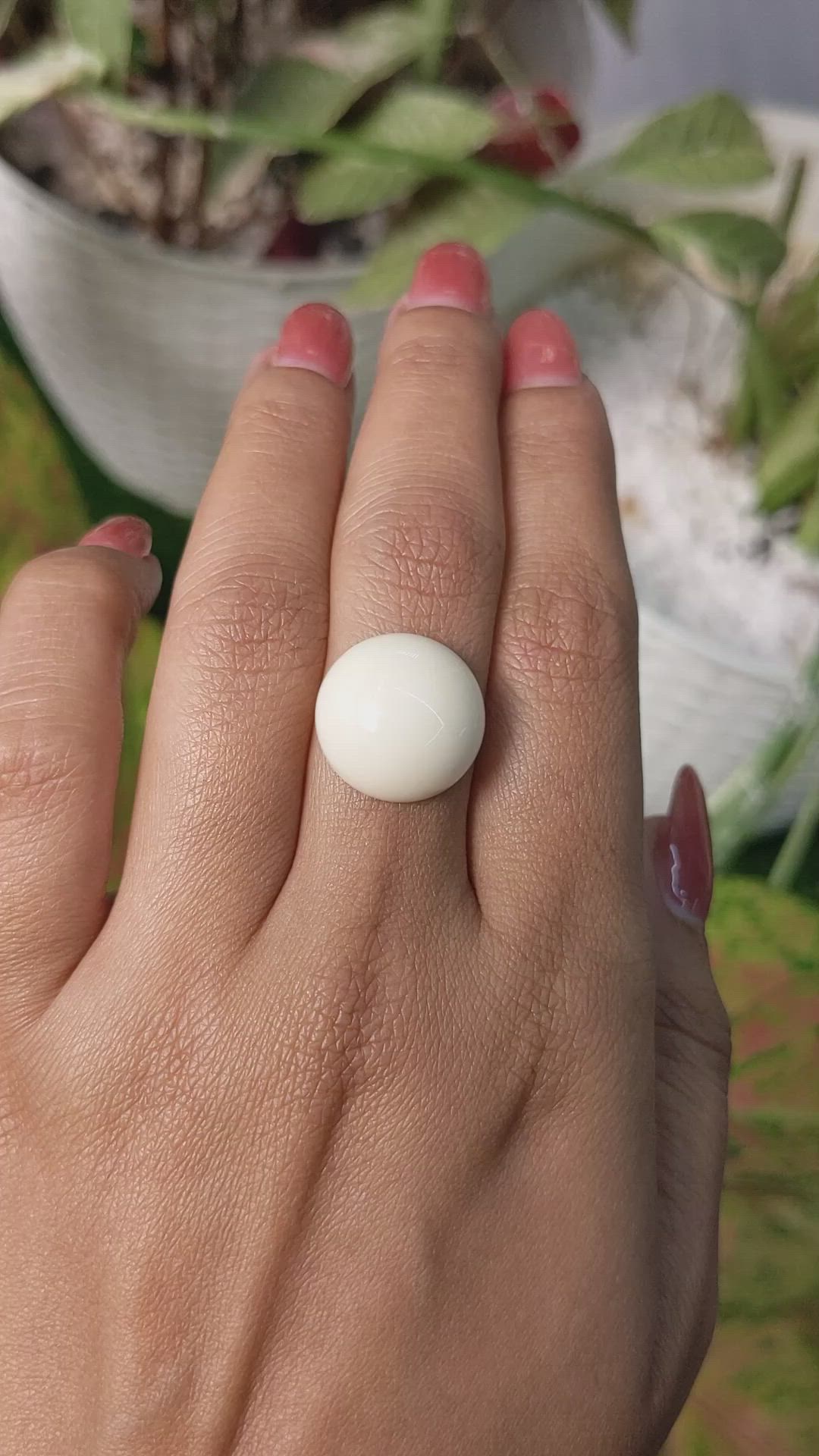 11.09 Ct. Salmon and White Cabochon Coral from Italy Size Video