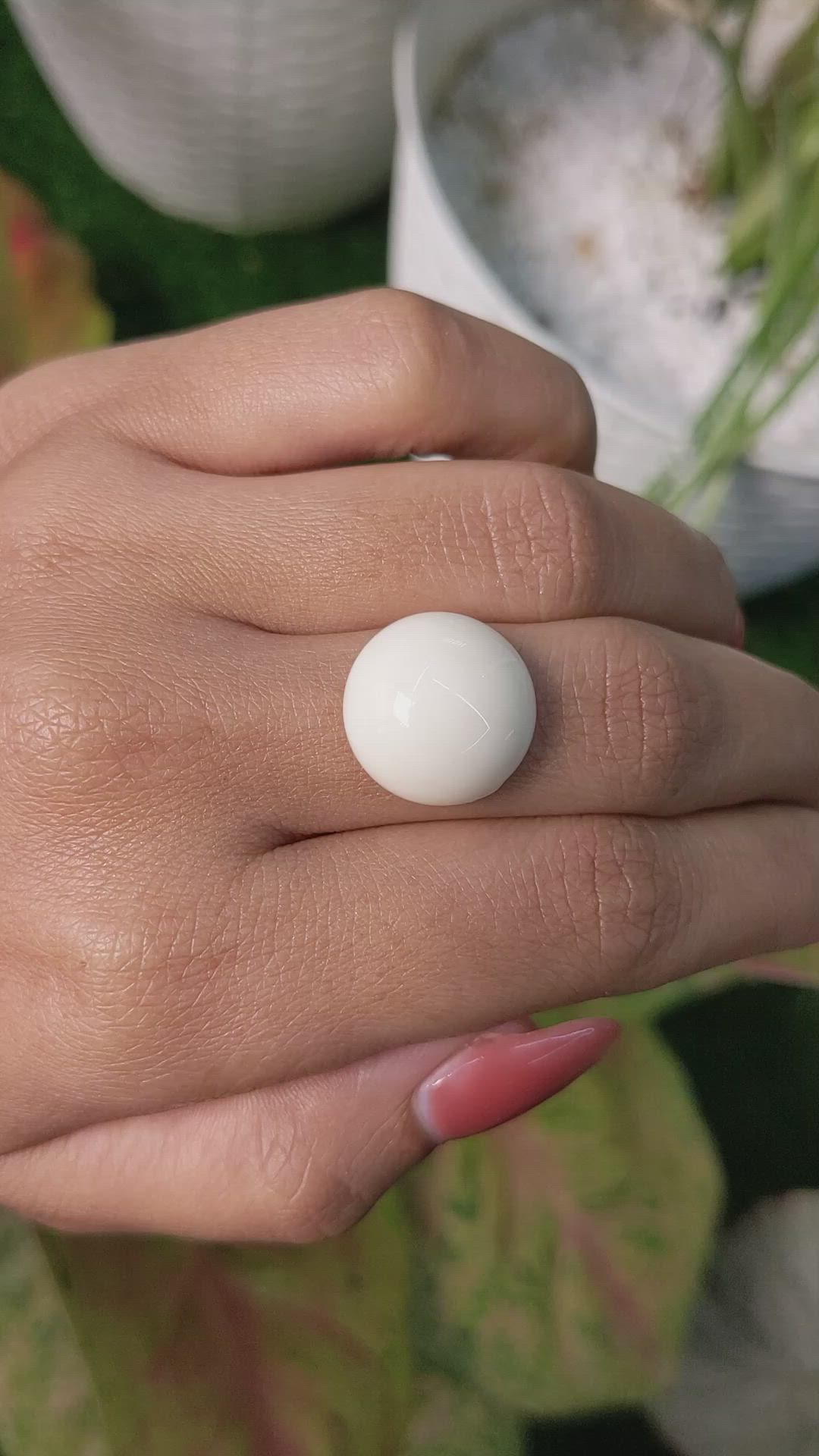 11.09 Ct. Salmon and White Cabochon Coral from Italy Size Video