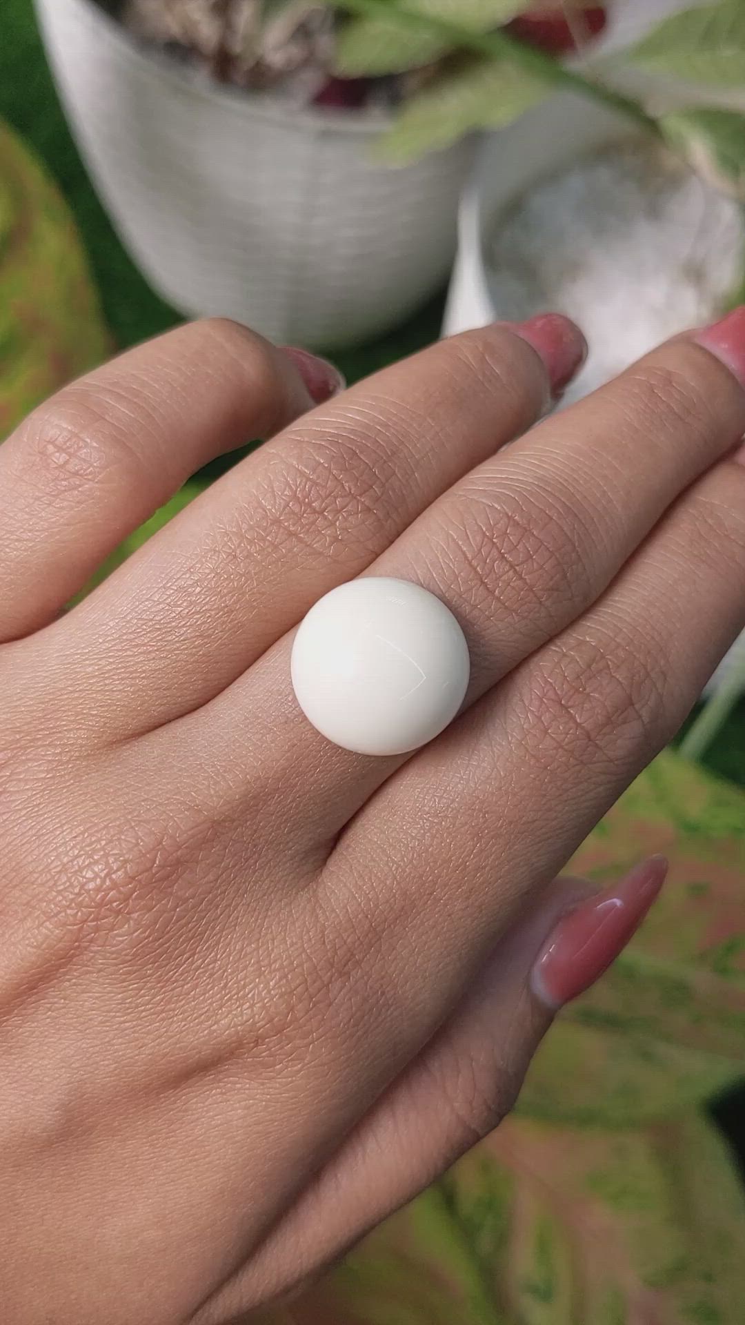 11.09 Ct. Salmon and White Cabochon Coral from Italy Size Video