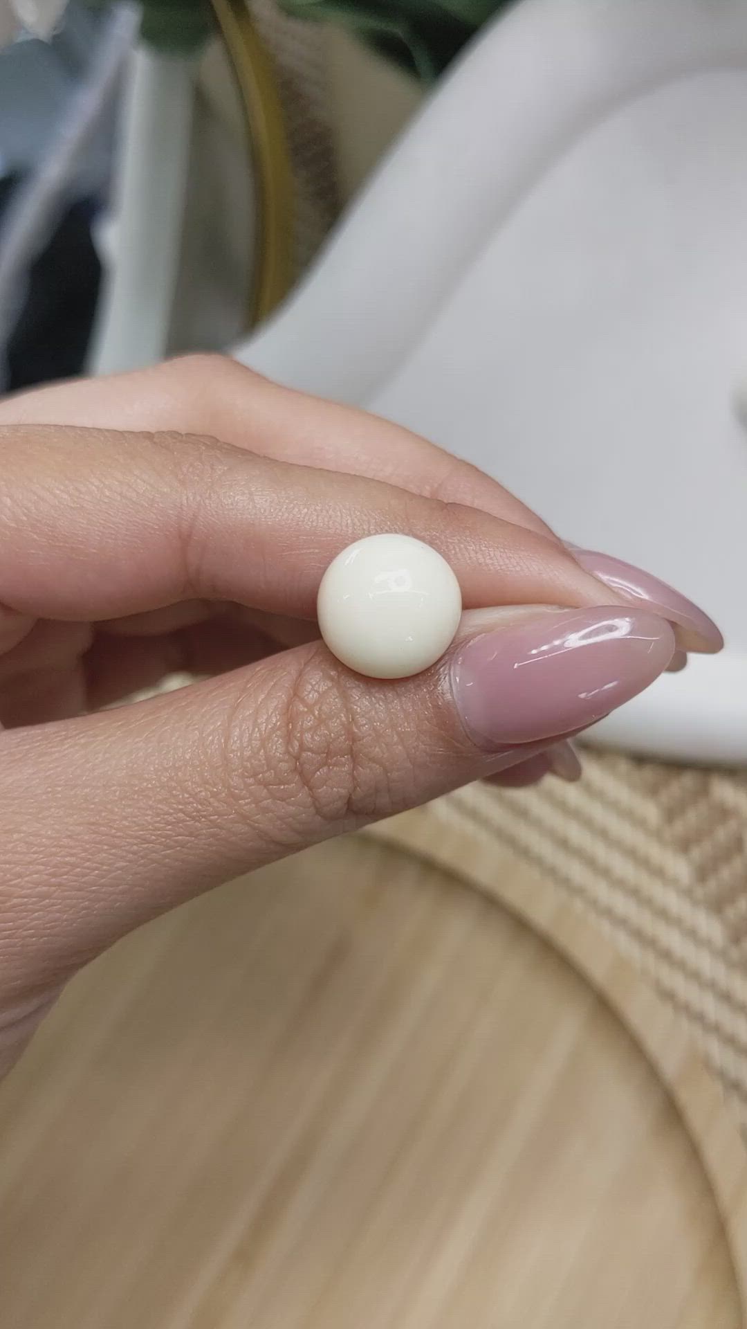 8.31 Ct. Salmon and White Cabochon Coral from Italy Size Video