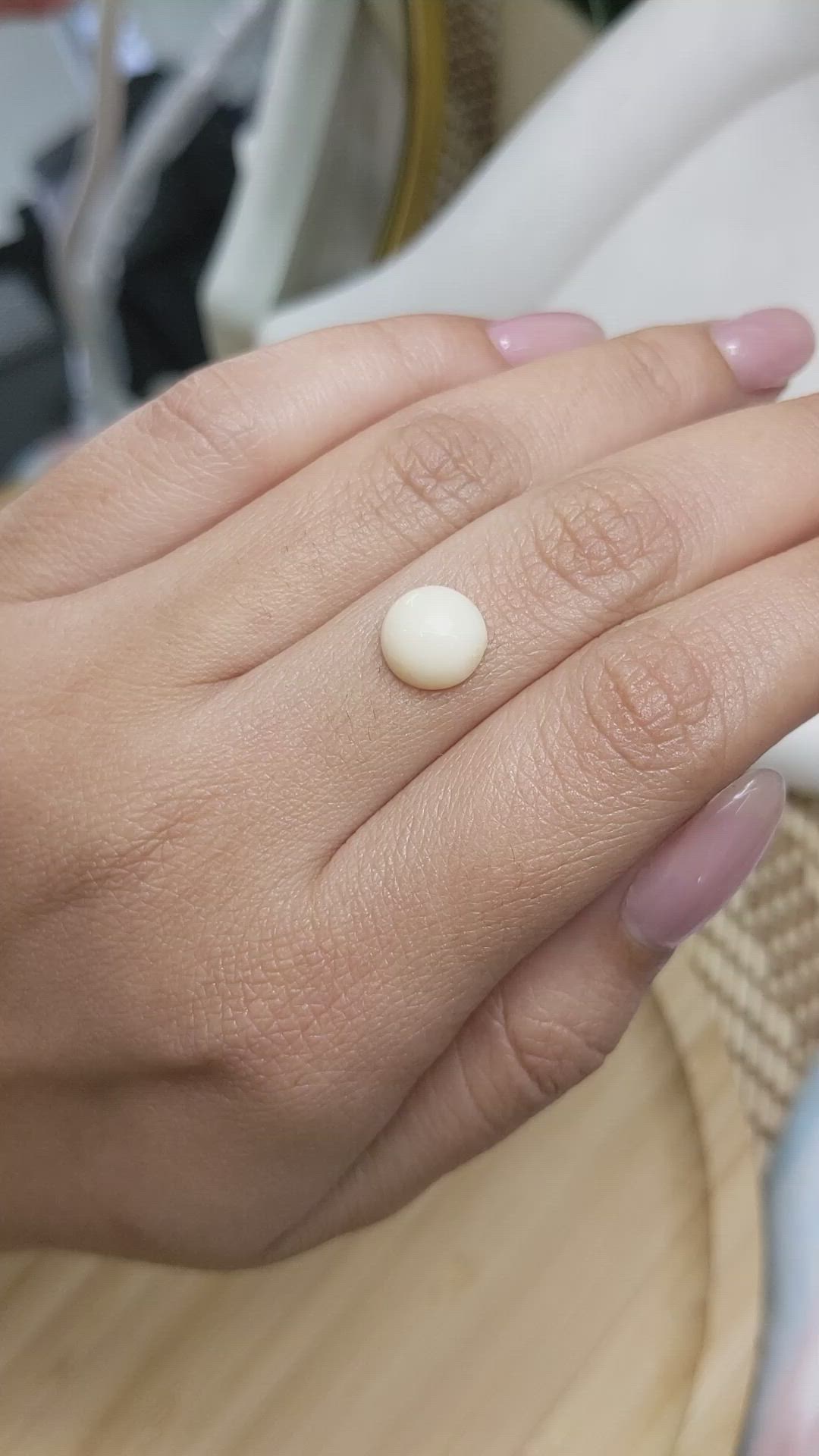 2.64 Ct. Salmon and White Cabochon Coral from Italy Size Video
