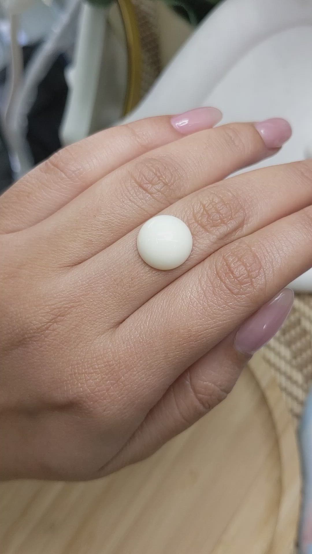 6.82 Ct. Salmon and White Cabochon Coral from Italy Size Video