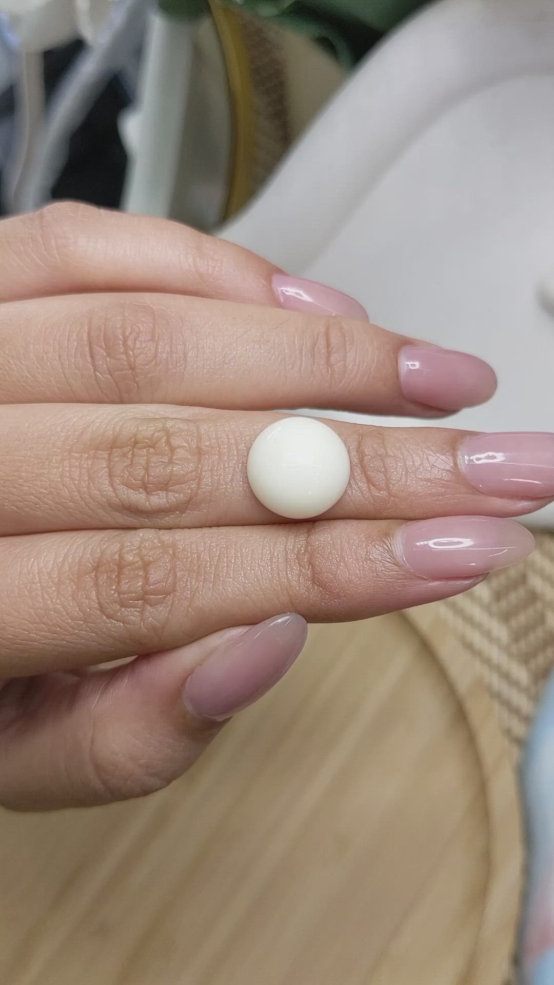 6.82 Ct. Salmon and White Cabochon Coral from Italy Size Video
