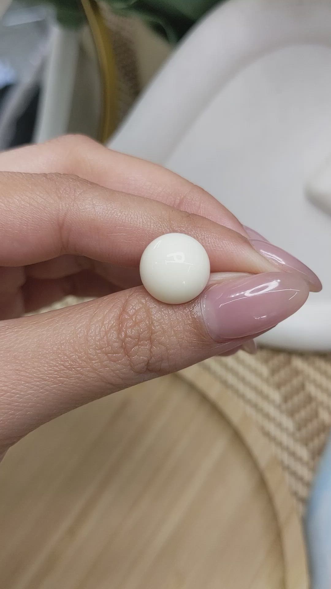 6.82 Ct. Salmon and White Cabochon Coral from Italy Size Video