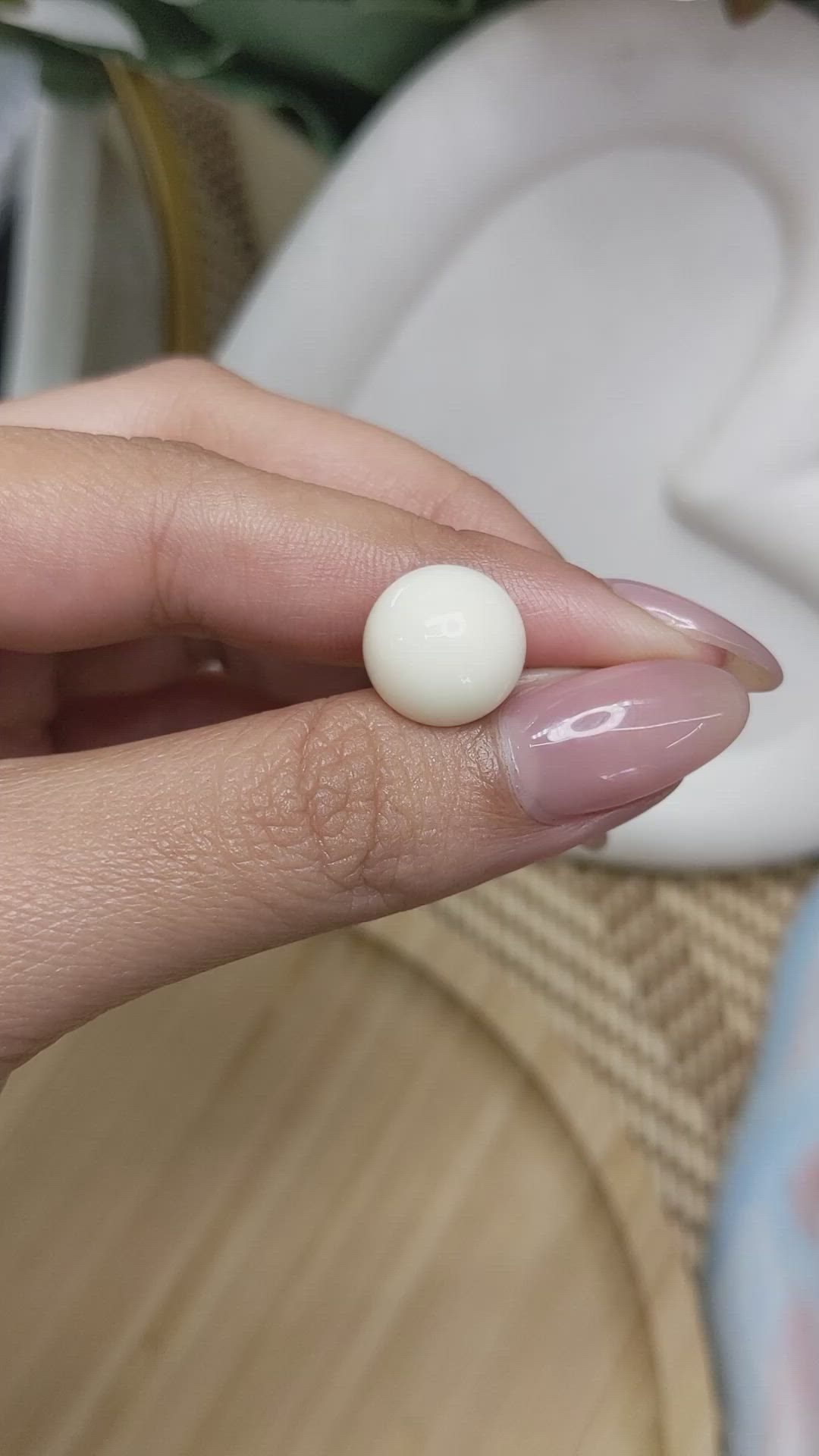 5.95 Ct. Salmon and White Cabochon Coral from Italy Size Video