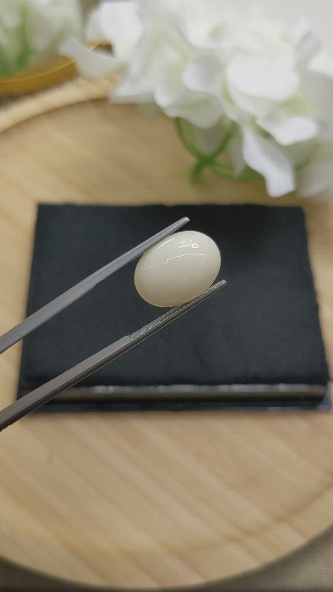7.86 Ct. Salmon and White Cabochon Coral from Italy Size Video