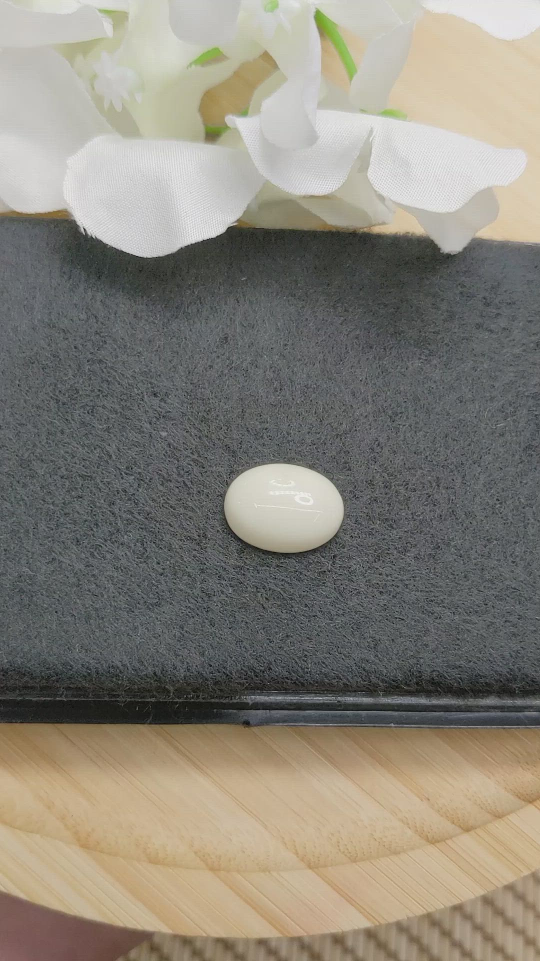 7.86 Ct. Salmon and White Cabochon Coral from Italy Size Video