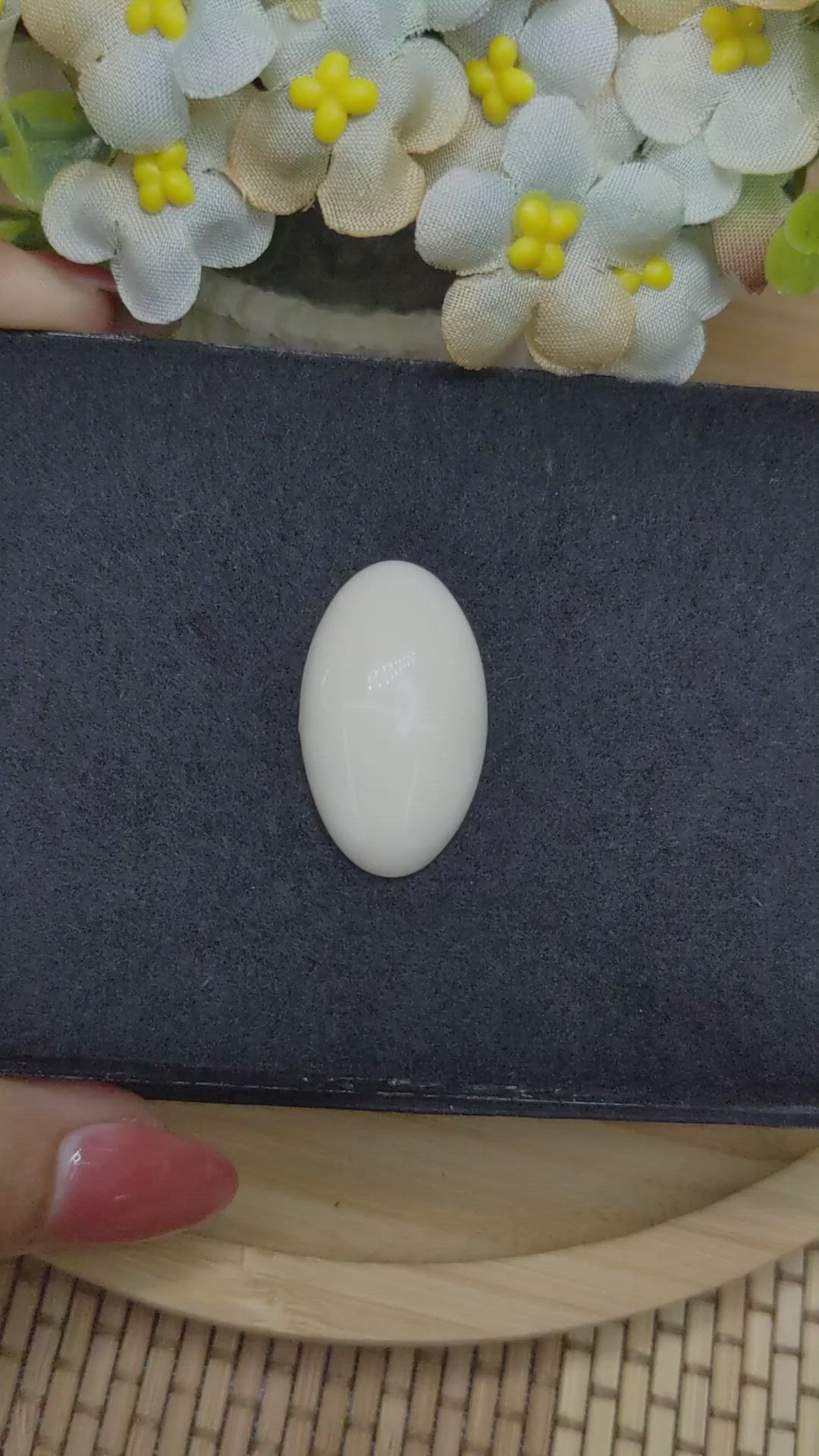 19.80 Ct. Salmon and White Cabochon Coral from Italy Size Video