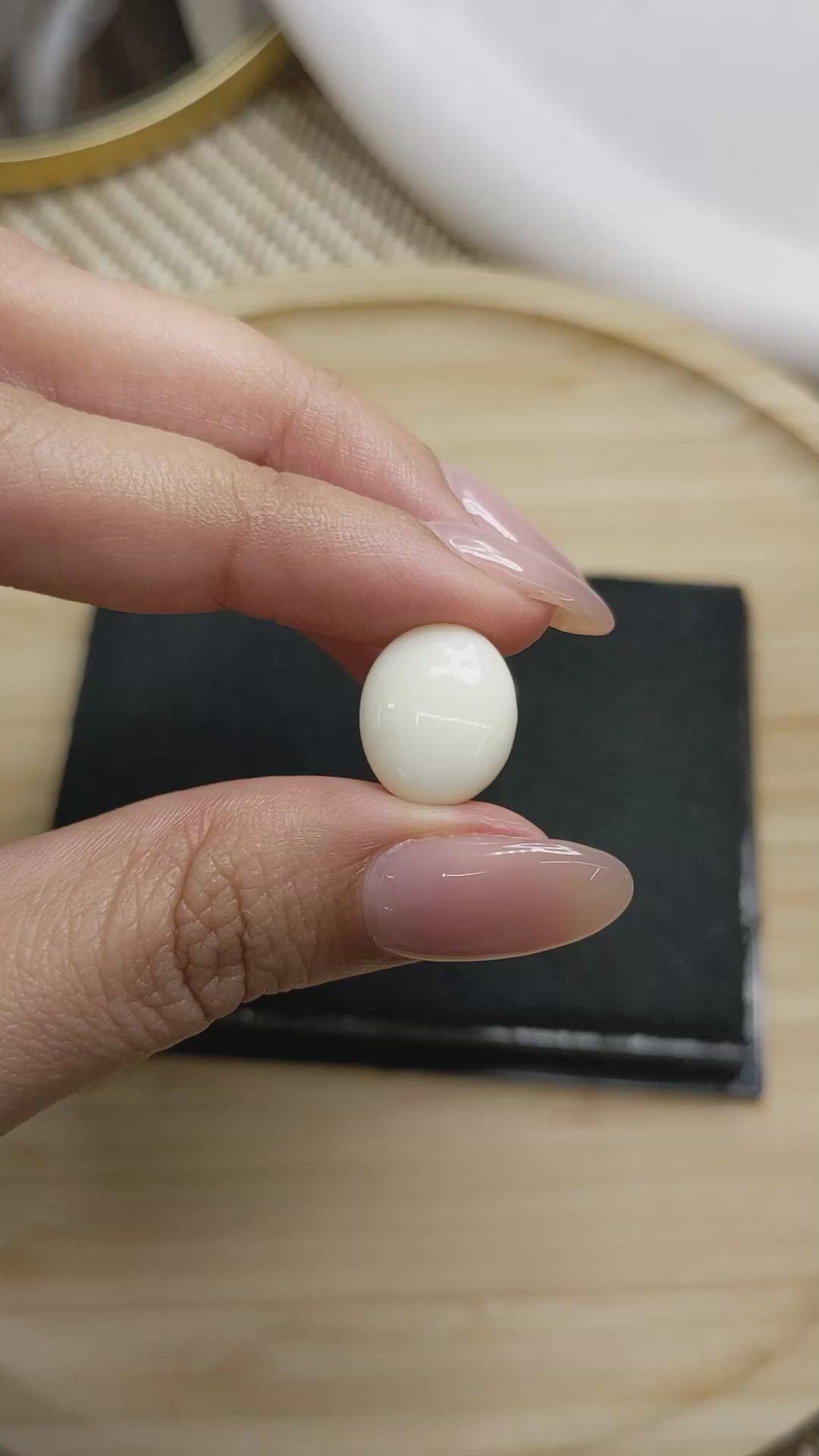 6.06 Ct. Salmon and White Cabochon Coral from Italy Size Video