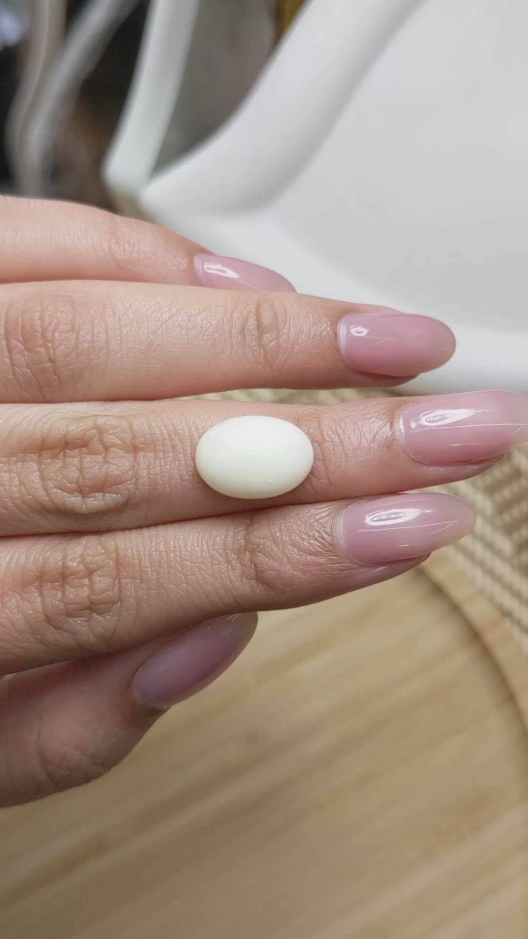 4.28 Ct. Salmon and White Cabochon Coral from Italy Size Video