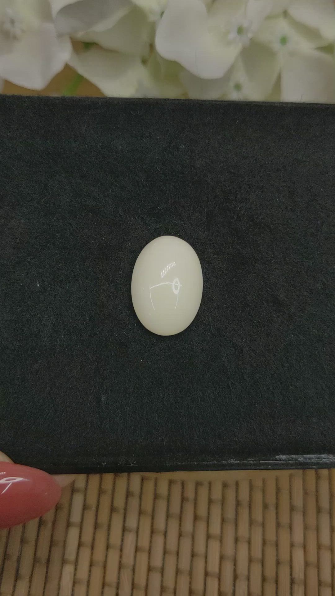 10.76 Ct. Salmon and White Cabochon Coral from Italy Size Video