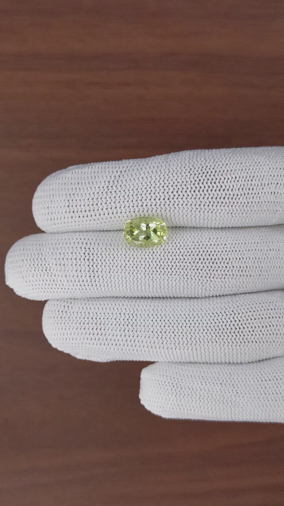 3.40 Ct. Yellowish Green Apatite from Ceylon (Sri Lanka) Size Video