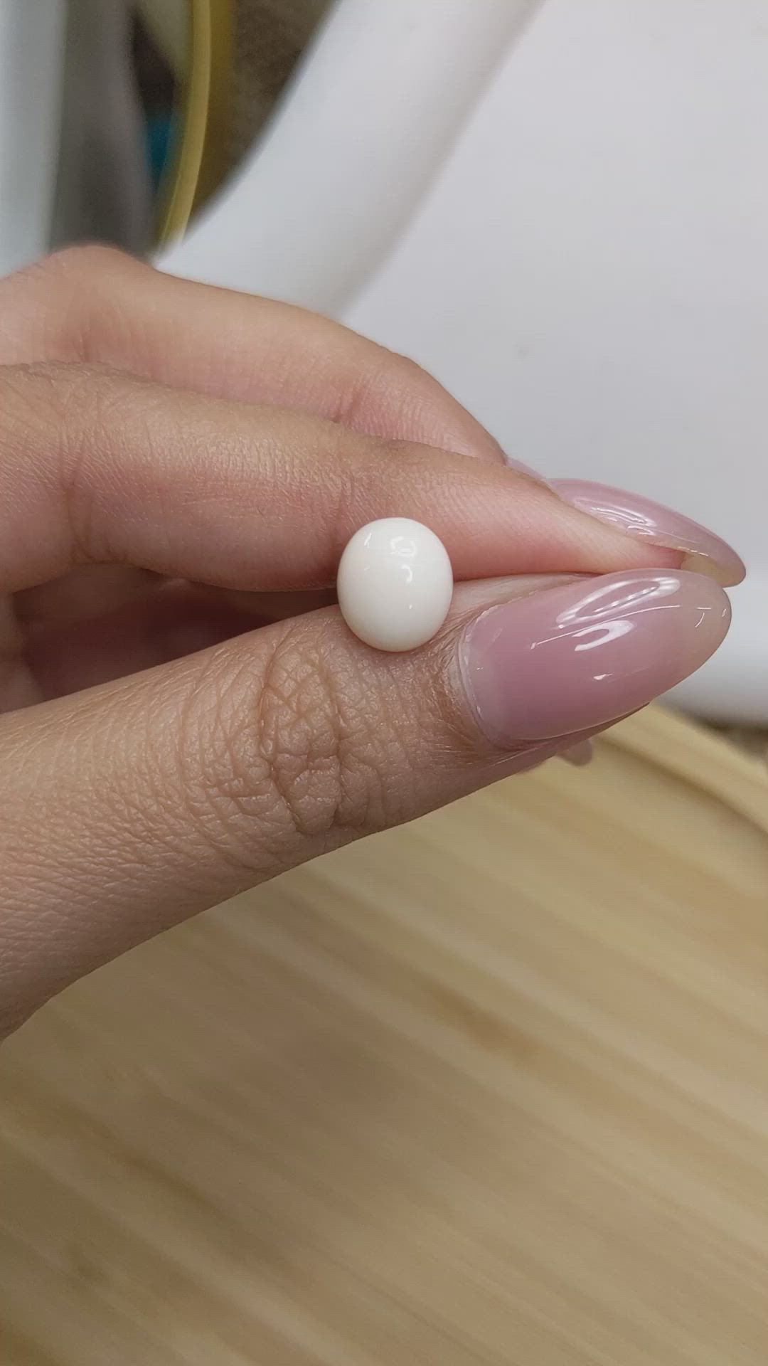 2.74 Ct. Salmon and White Cabochon Coral from Italy Size Video