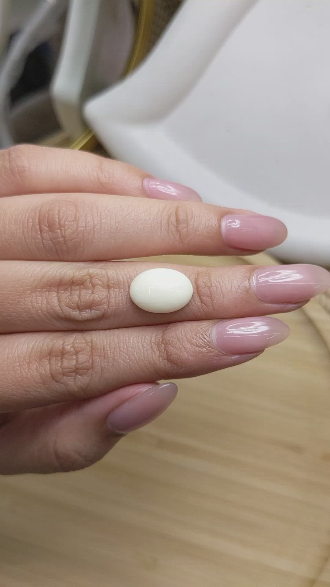 4.69 Ct. Salmon and White Cabochon Coral from Italy Size Video