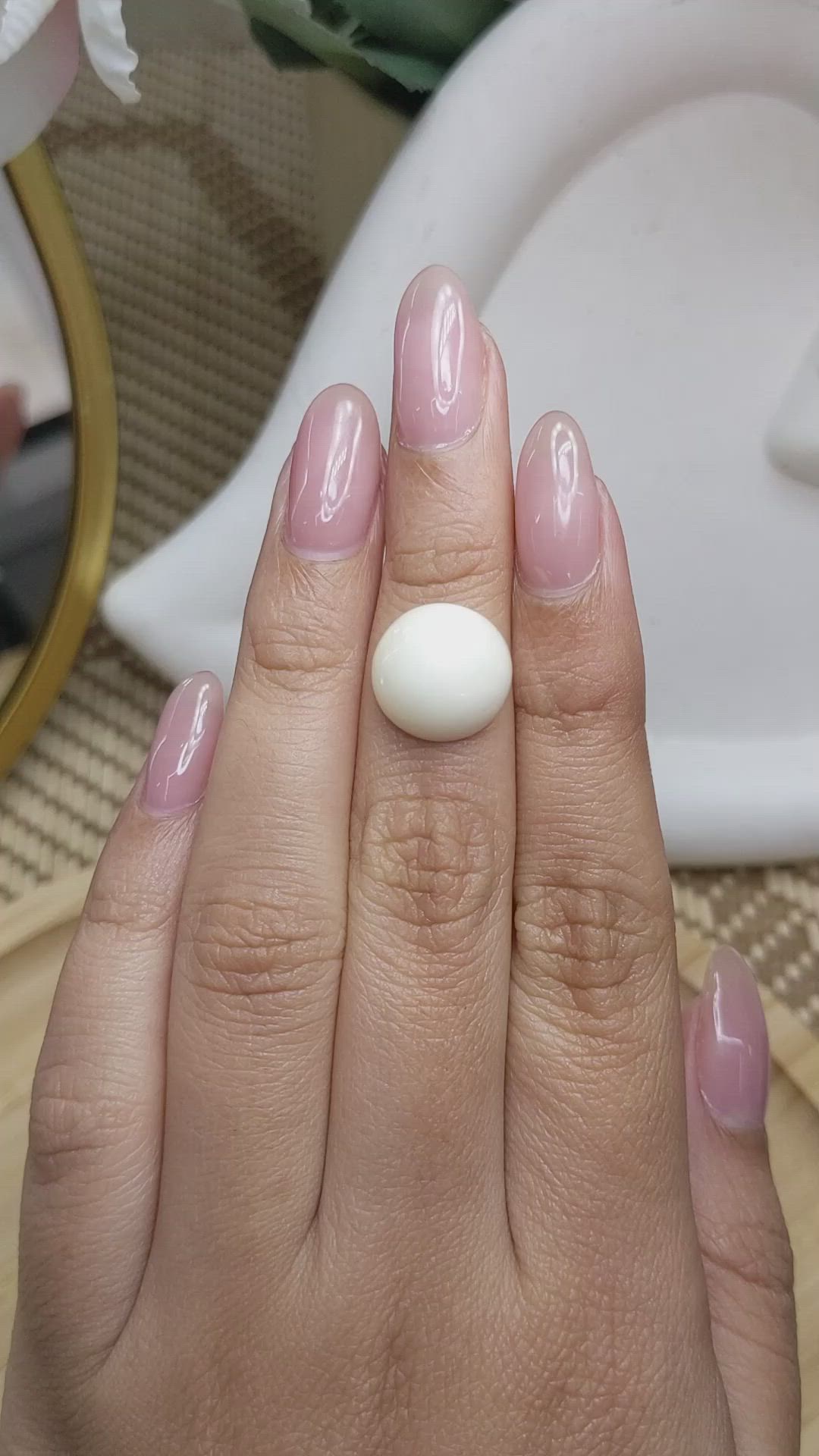 7.17 Ct. Salmon and White Cabochon Coral from Italy Size Video