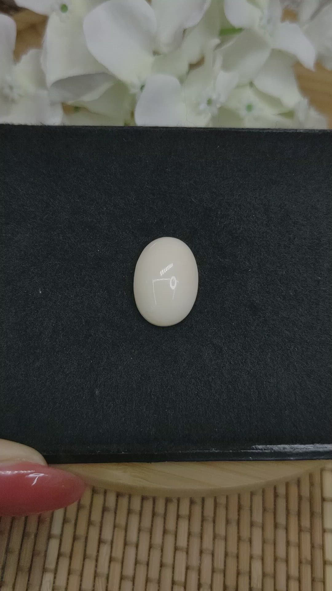 11.66 Ct. Salmon and White Cabochon Coral from Italy Size Video