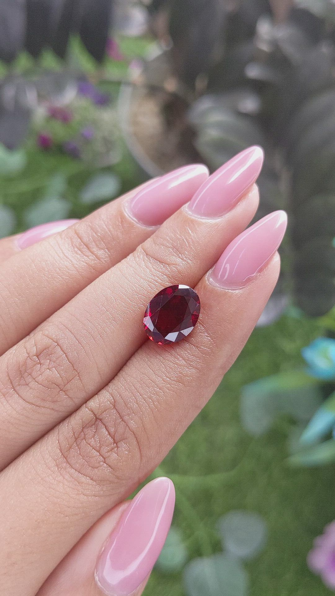 3.70 Ct. Red Garnet from Ceylon (Sri Lanka) Size Video