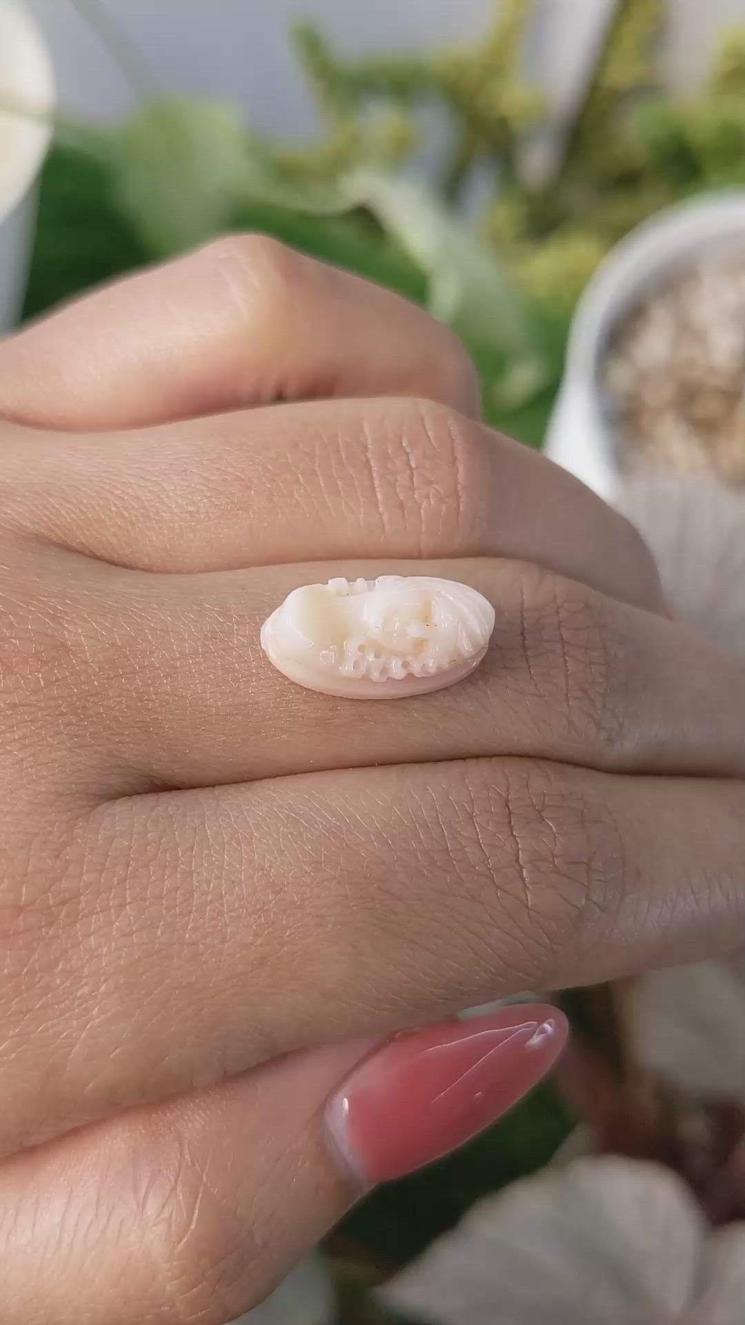 6.10 Ct. Salmon and White Coral from Italy Size Video