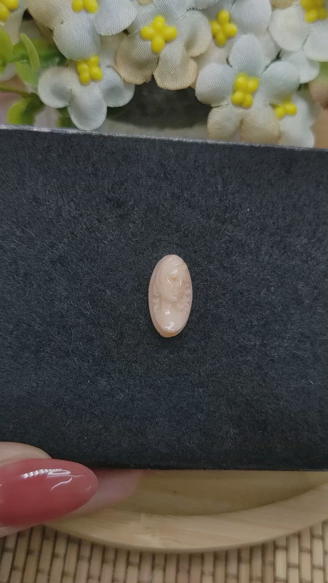 6.10 Ct. Salmon and White Coral from Italy Size Video