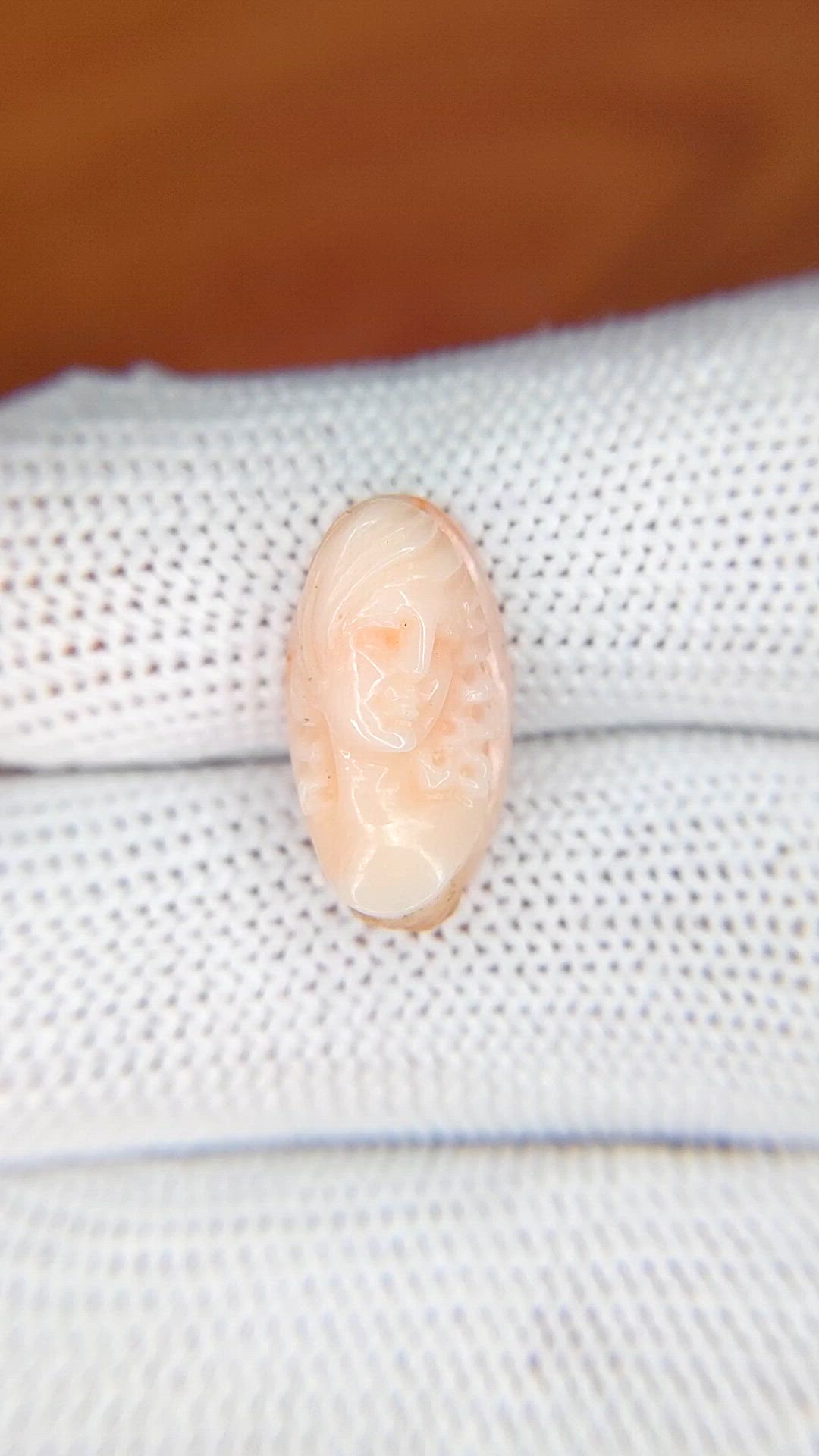 6.10 Ct. Salmon and White Coral from Italy Size Video