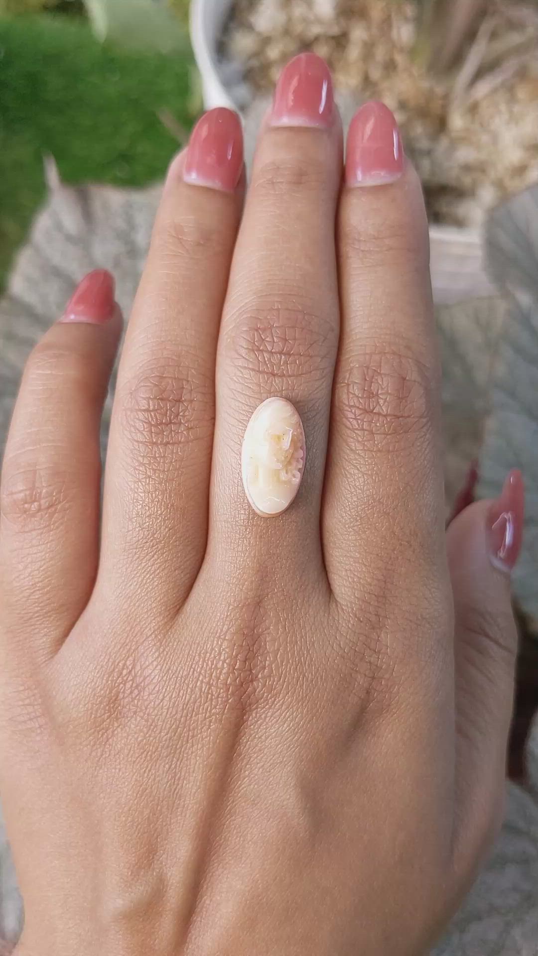 6.10 Ct. Salmon and White Coral from Italy Size Video