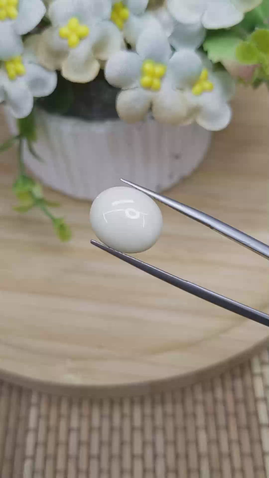 6.17 Ct. Salmon and White Cabochon Coral from Italy Size Video