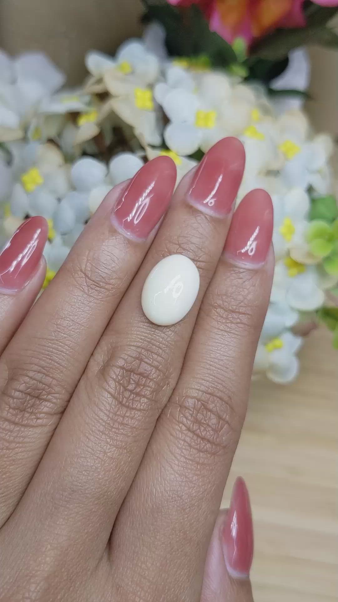 4.65 Ct. Salmon and White Cabochon Coral from Italy Size Video
