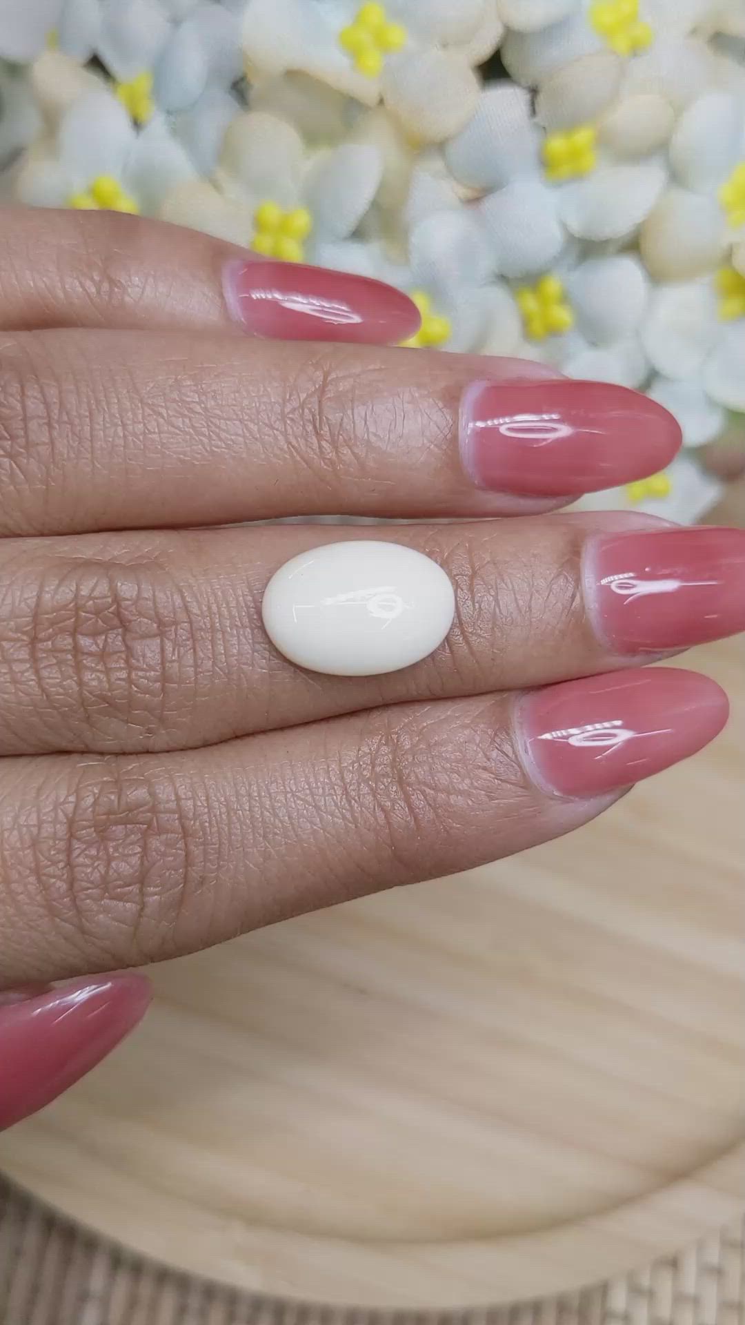 4.65 Ct. Salmon and White Cabochon Coral from Italy Size Video