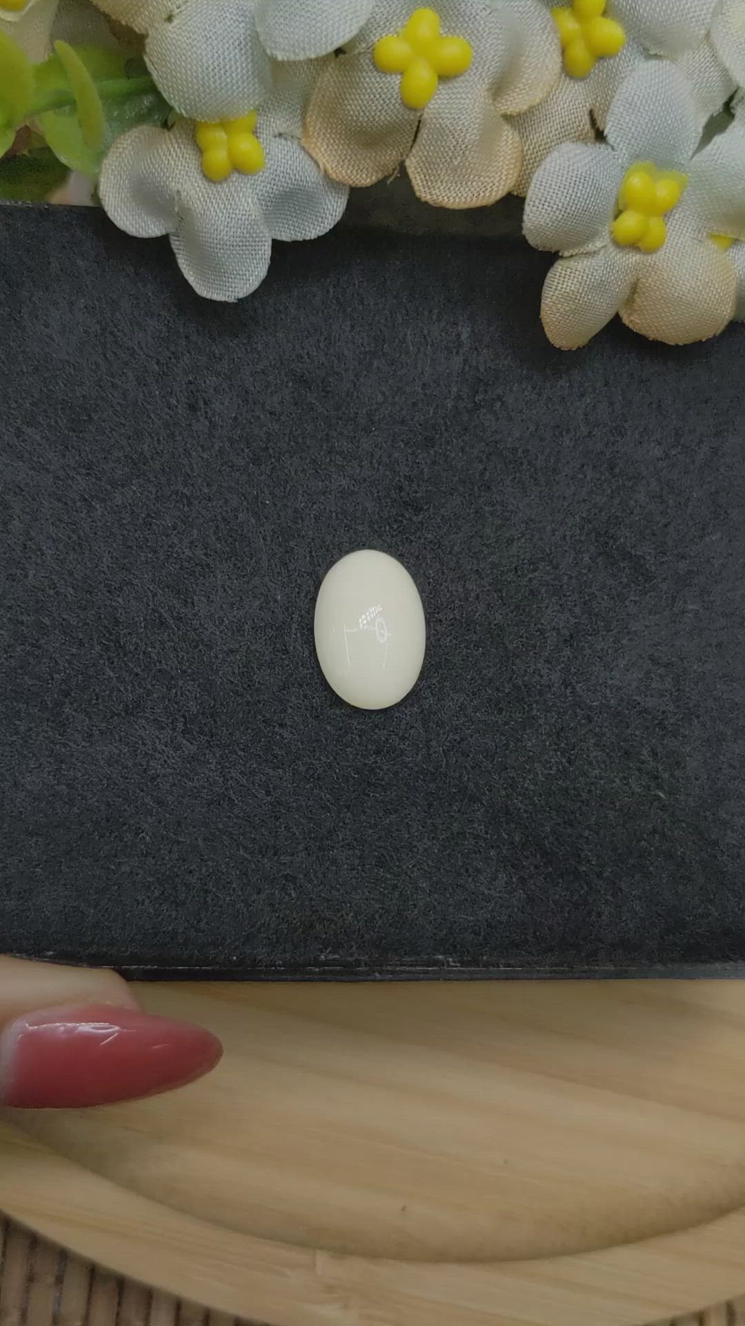 4.65 Ct. Salmon and White Cabochon Coral from Italy Size Video