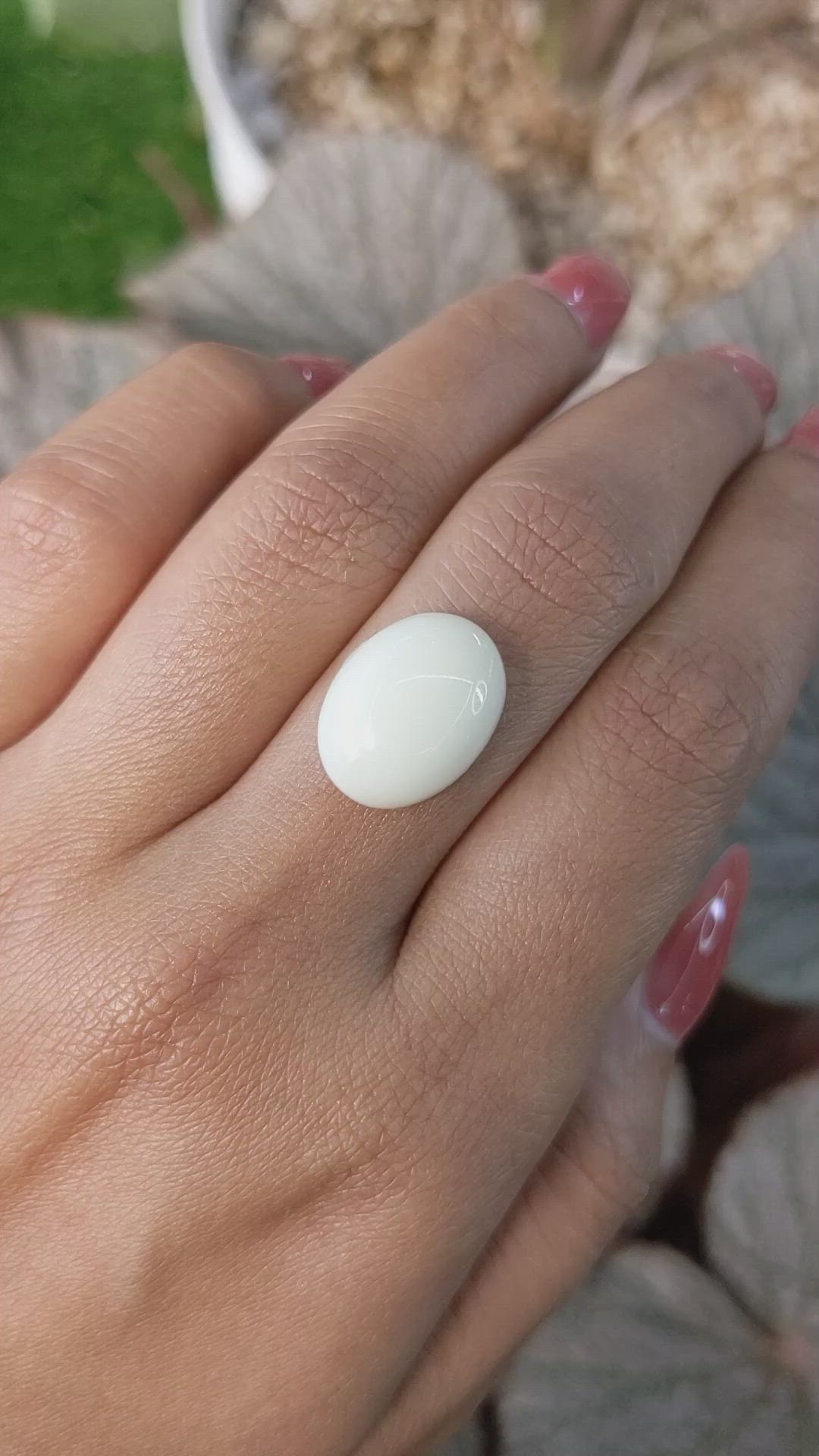7.64 Ct. Salmon and White Cabochon Coral from Italy Size Video