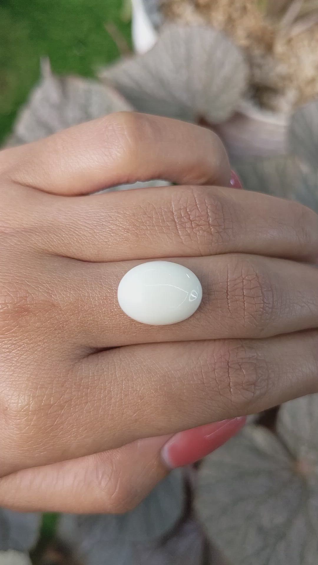 7.64 Ct. Salmon and White Cabochon Coral from Italy Size Video