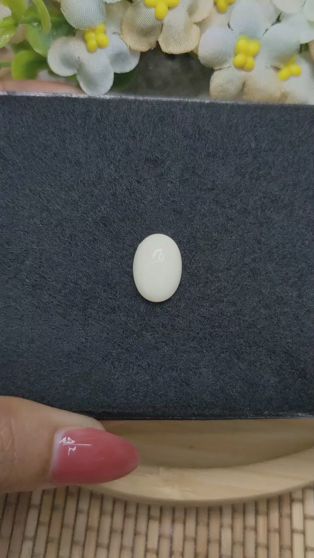 4.90 Ct. Salmon and White Cabochon Coral from Italy Size Video