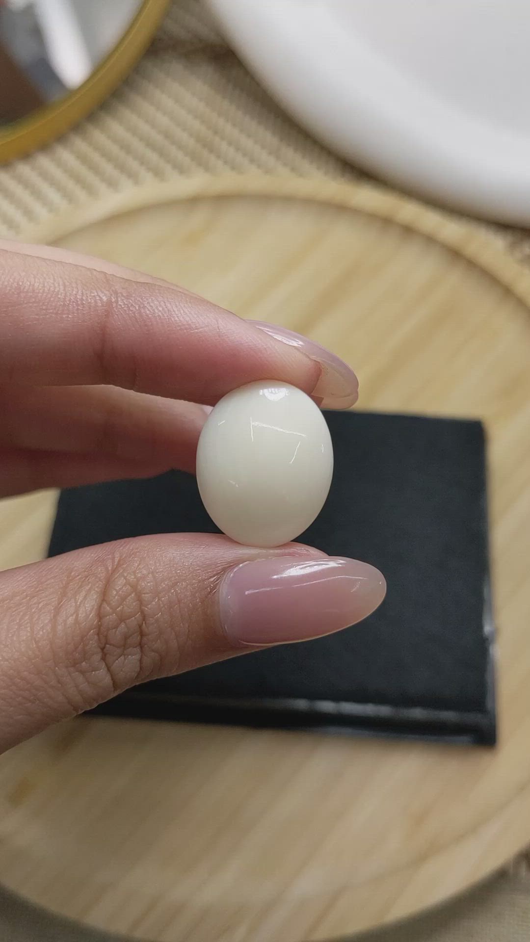 9.99 Ct. Salmon and White Cabochon Coral from Italy Size Video