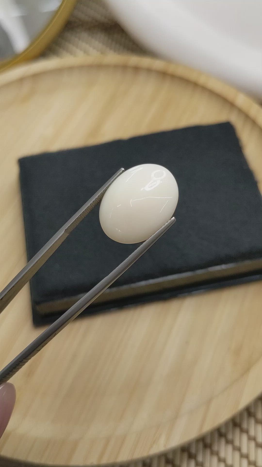 9.99 Ct. Salmon and White Cabochon Coral from Italy Size Video