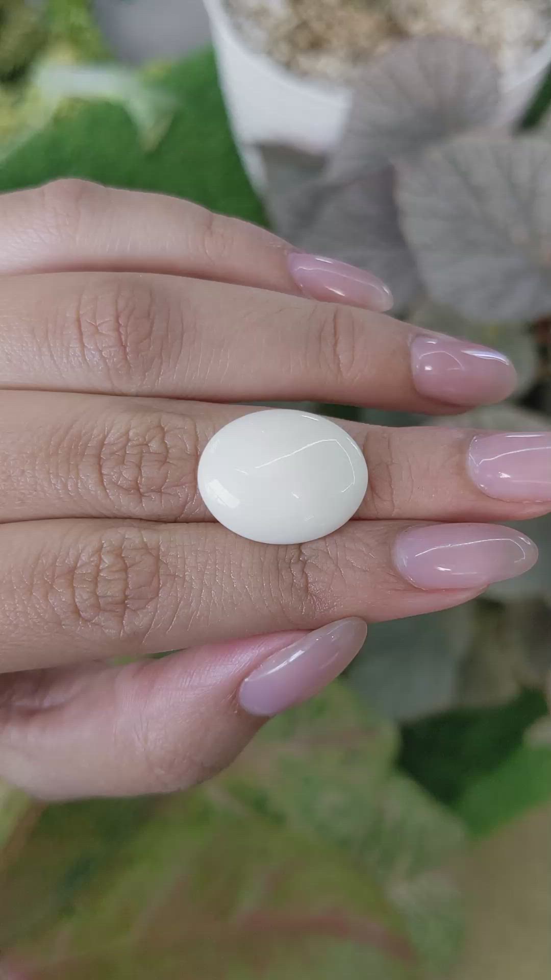 9.99 Ct. Salmon and White Cabochon Coral from Italy Size Video