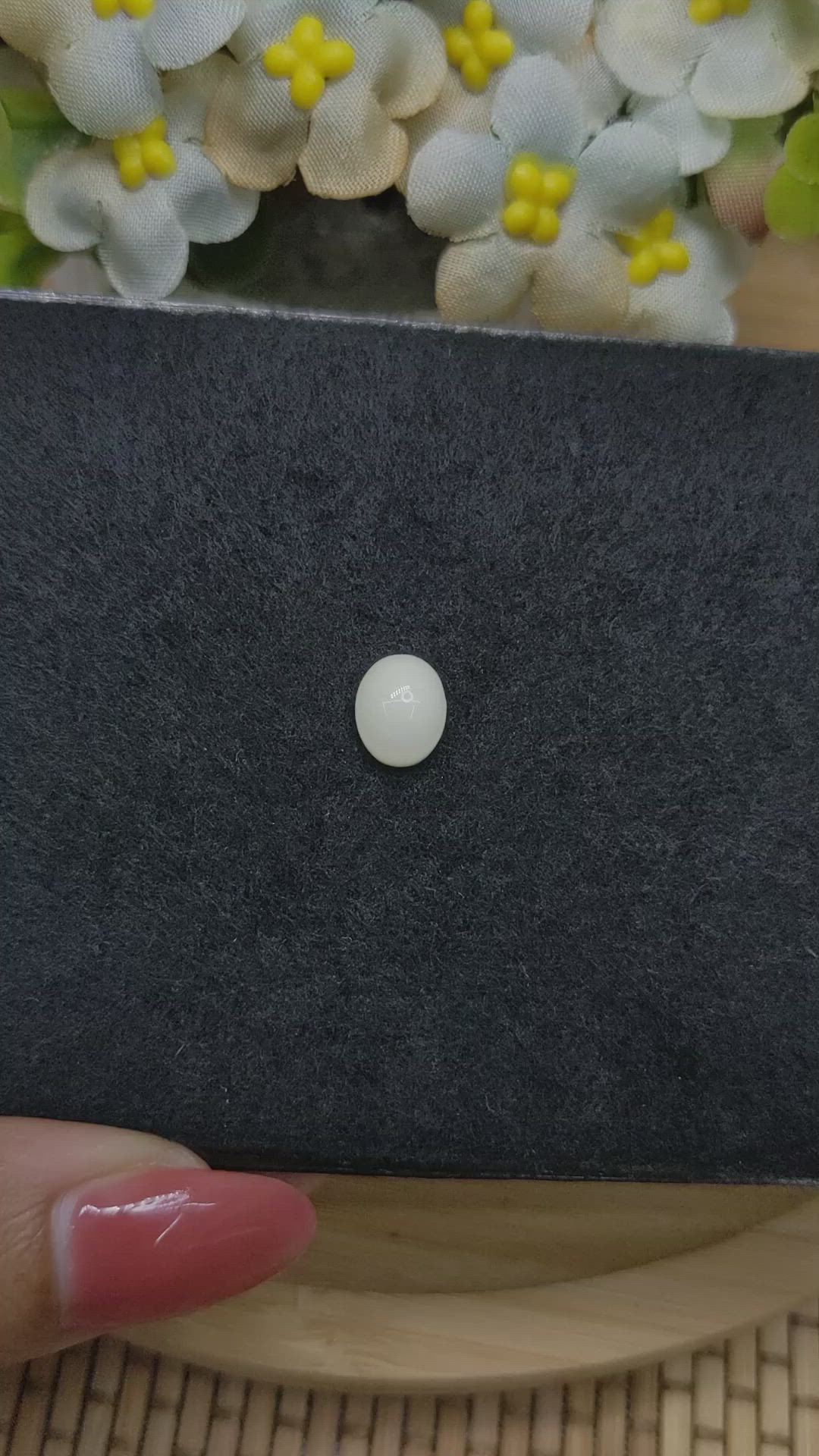 2.21 Ct. Salmon and White Cabochon Coral from Italy Size Video
