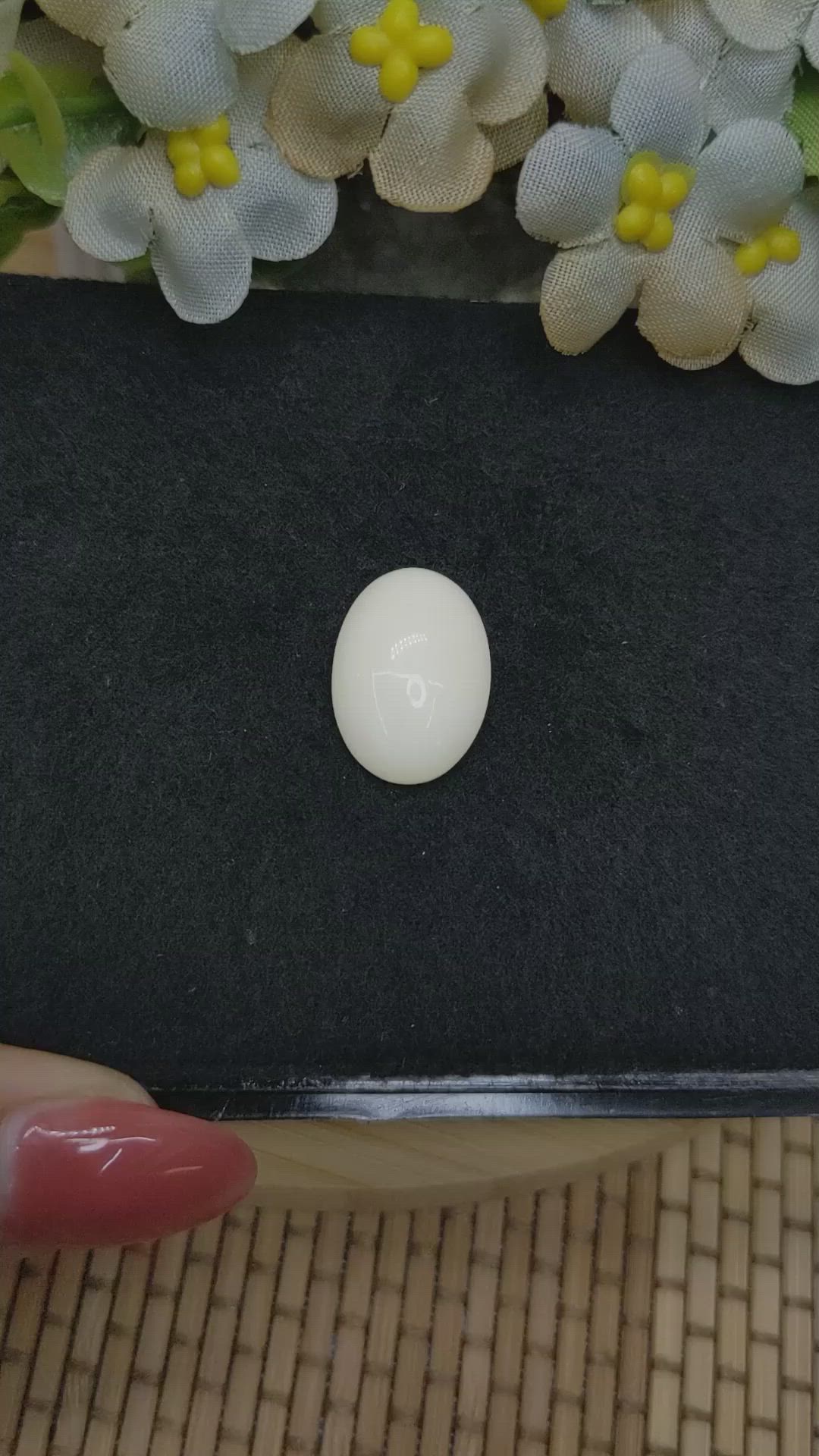 11.28 Ct. Salmon and White Cabochon Coral from Italy Size Video